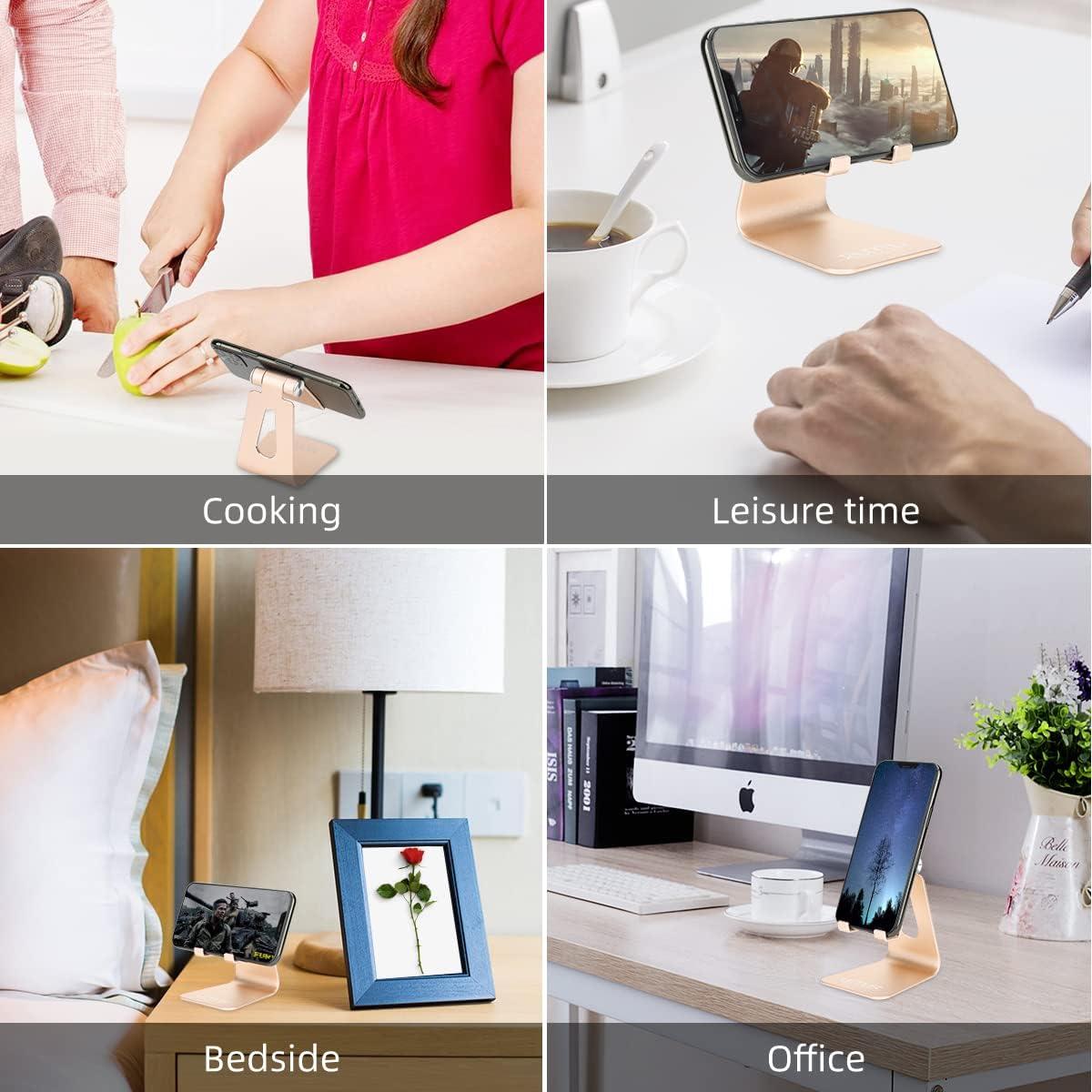 Soporte Ajustable para Teléfono Urmust Dorado - Compatible con iPhone y Android