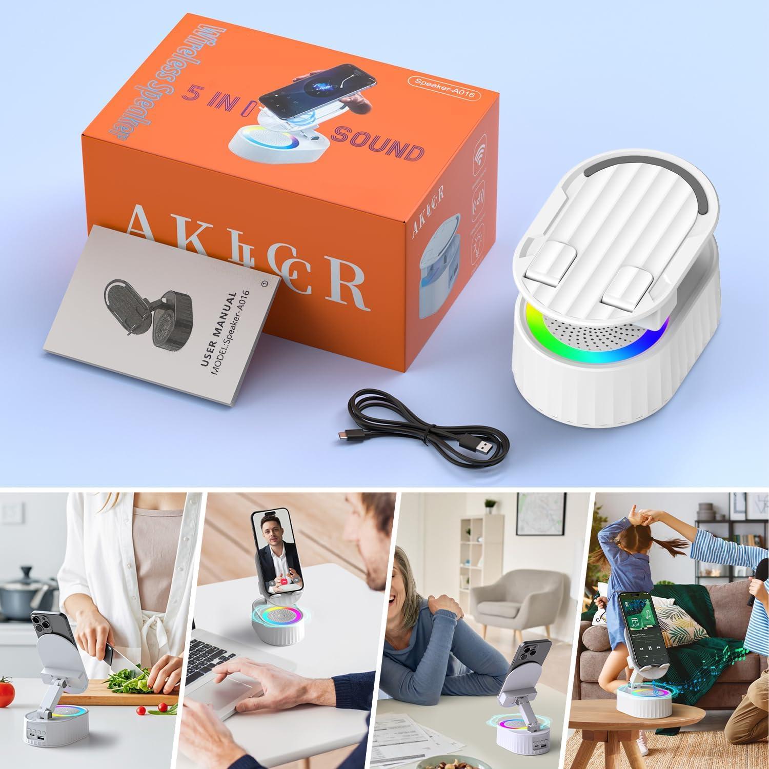 Altavoz Bluetooth Inalámbrico AKLLCCR ZJ-016 5 en 1 con Luz LED