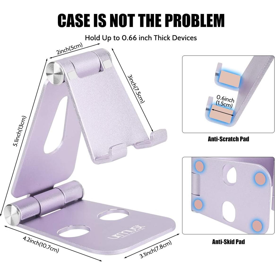 Soporte Ajustable para Teléfono Urmust Plegable 4-10" Púrpura