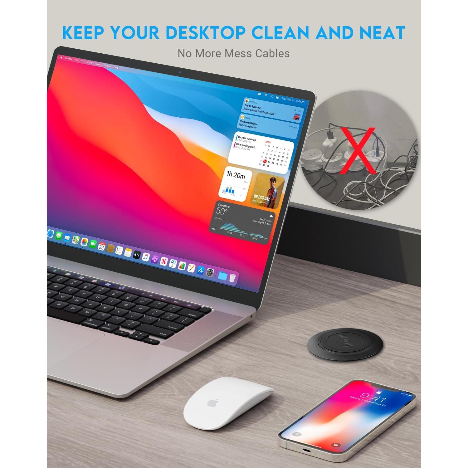 Cargador de Escritorio JACEPFY 15W Recesado USB A y C - Negro