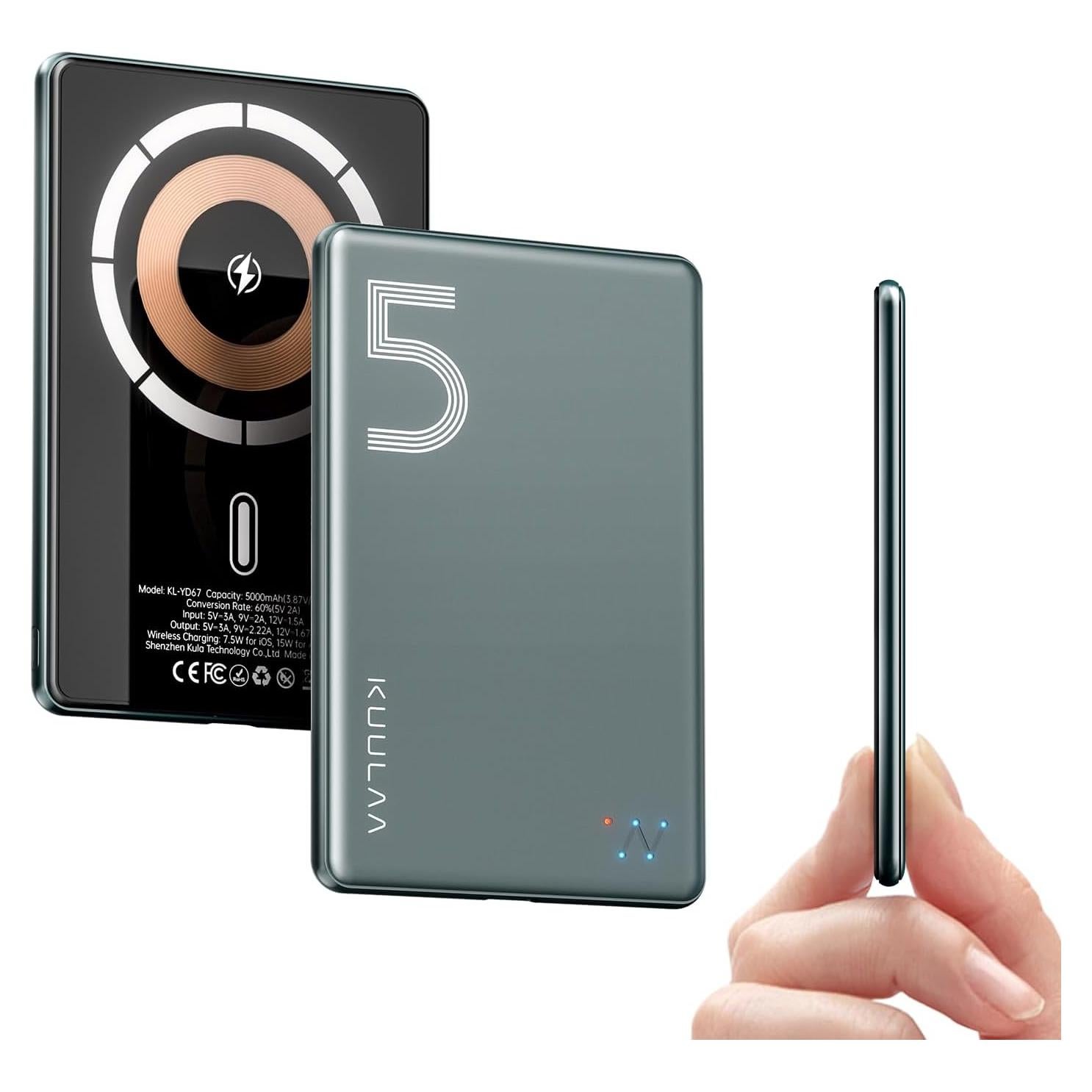 Batería Portátil MagSafe Kuulaa 5000mAh Ultra Delgado USB-C