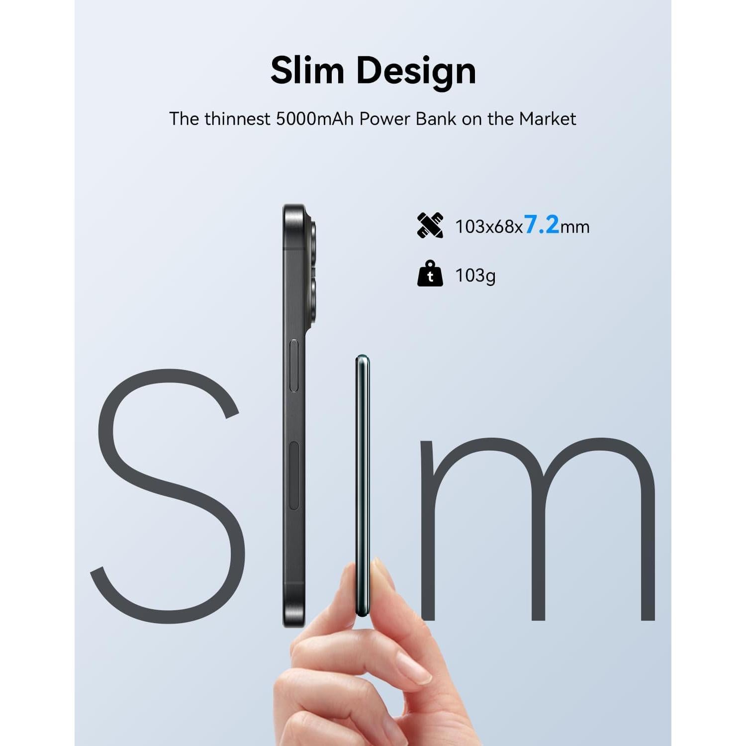 Batería Portátil MagSafe Kuulaa 5000mAh Ultra Delgado USB-C