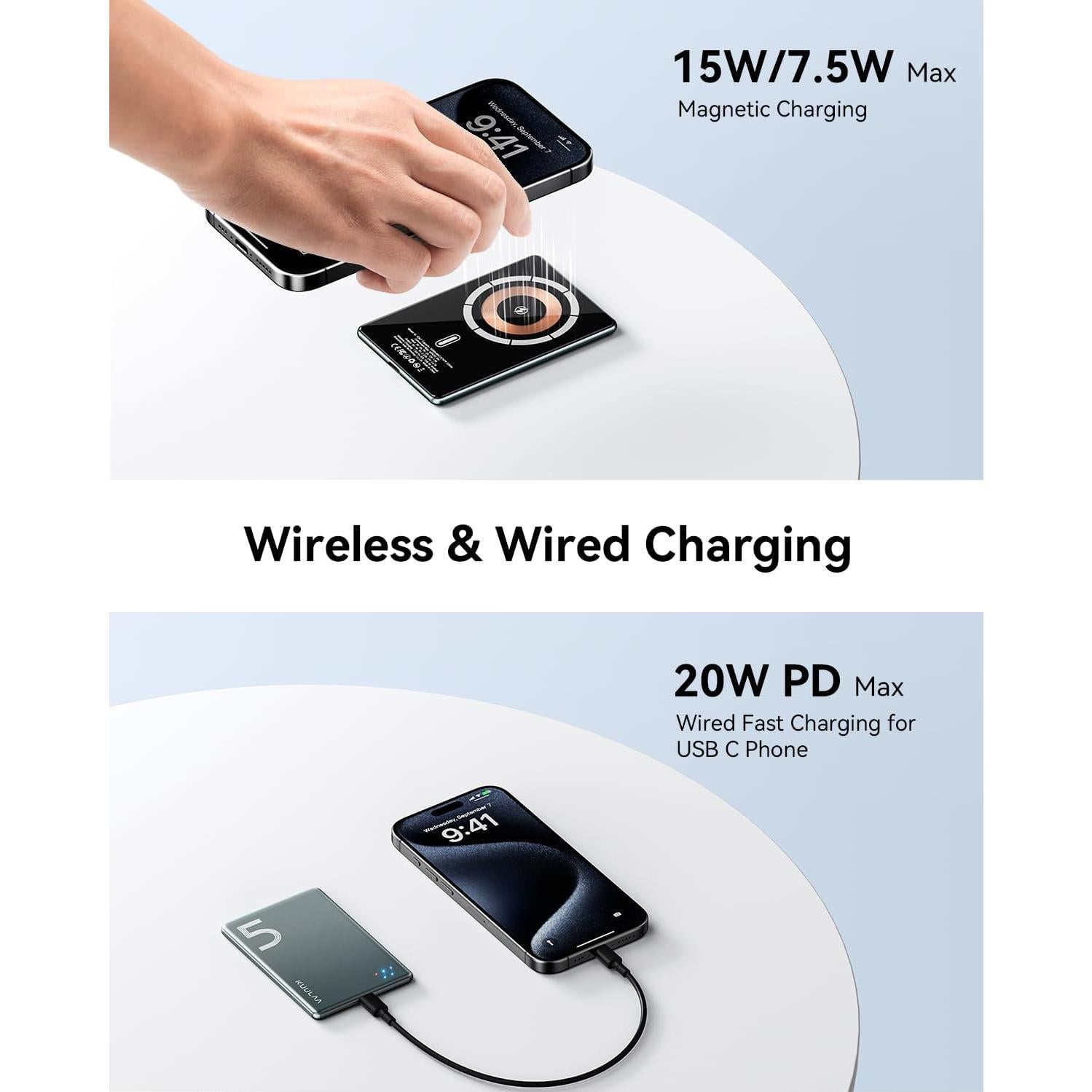 Batería Portátil MagSafe Kuulaa 5000mAh Ultra Delgado USB-C