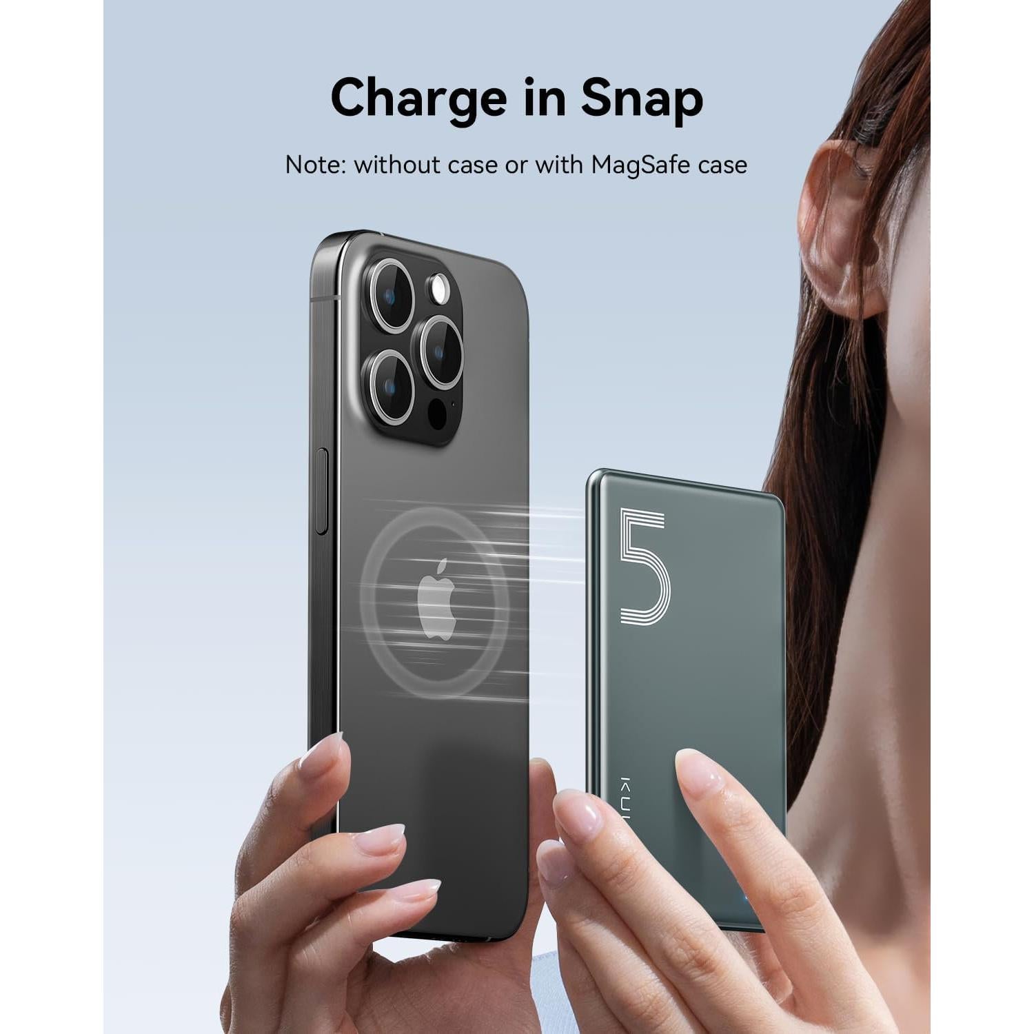 Batería Portátil MagSafe Kuulaa 5000mAh Ultra Delgado USB-C