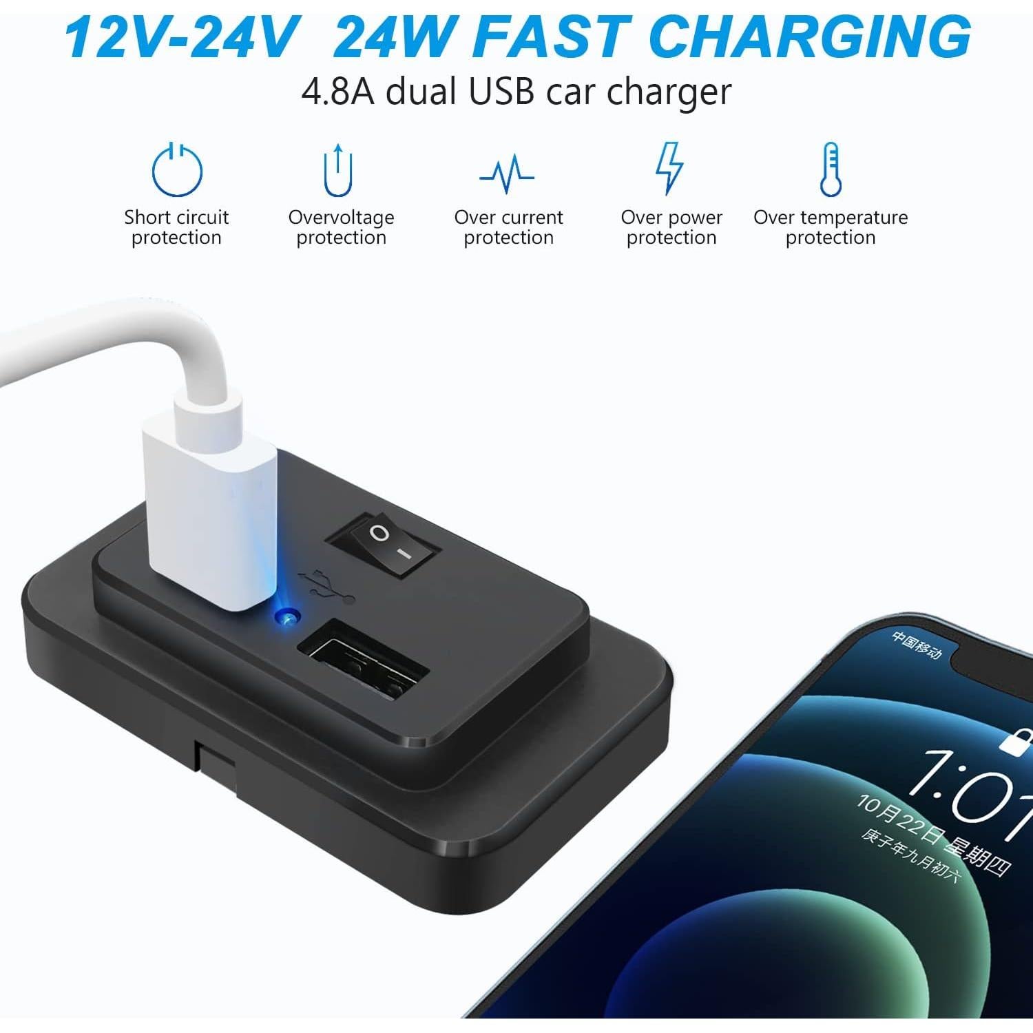 Cargador de Coche USB Dual 4.8A Shenzhen Youni 12V 24V