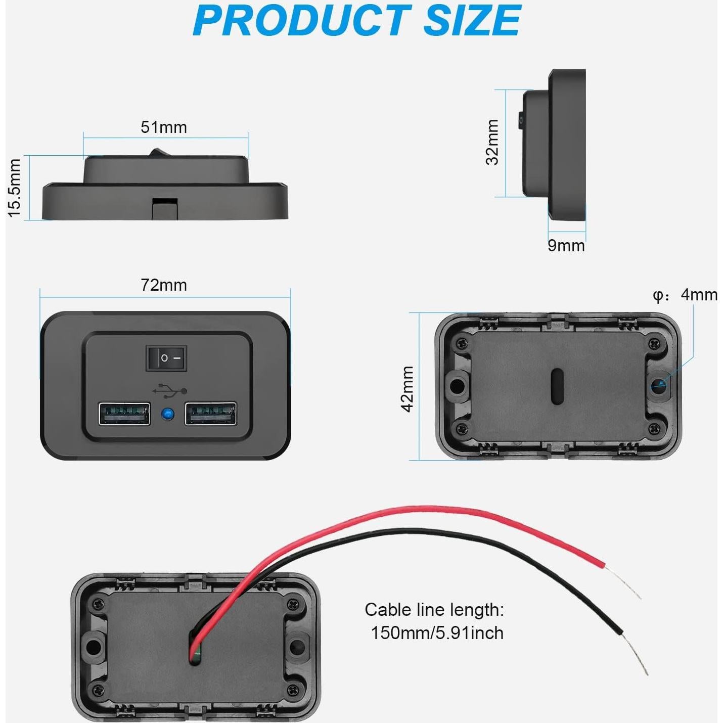 Cargador de Coche USB Dual 4.8A Shenzhen Youni 12V 24V