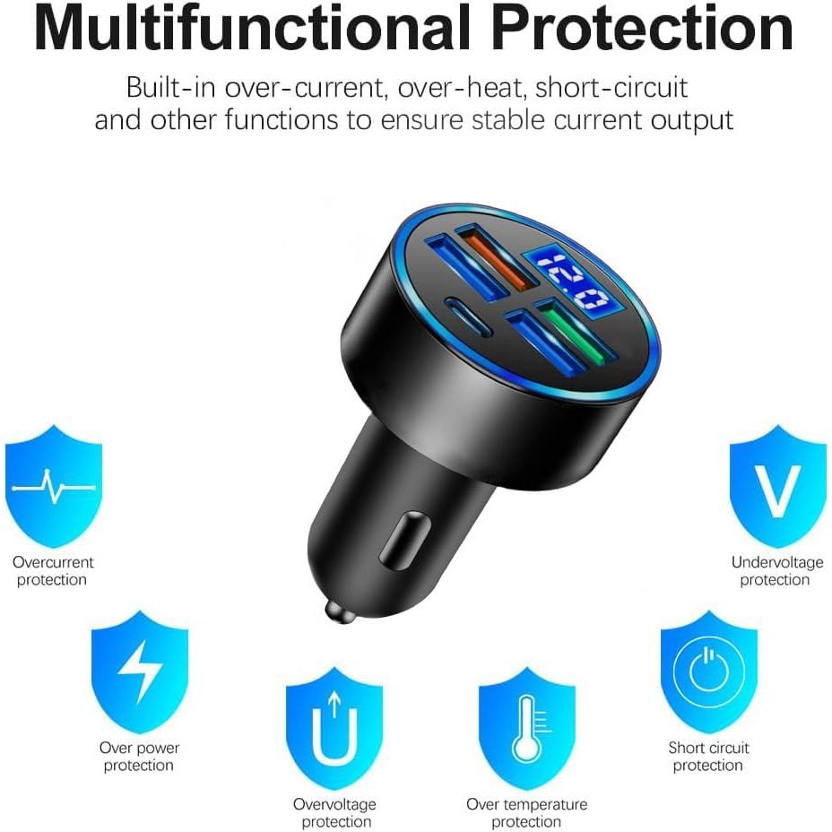 Cargador de coche 5 puertos USB OFSPOWER 24W carga rápida