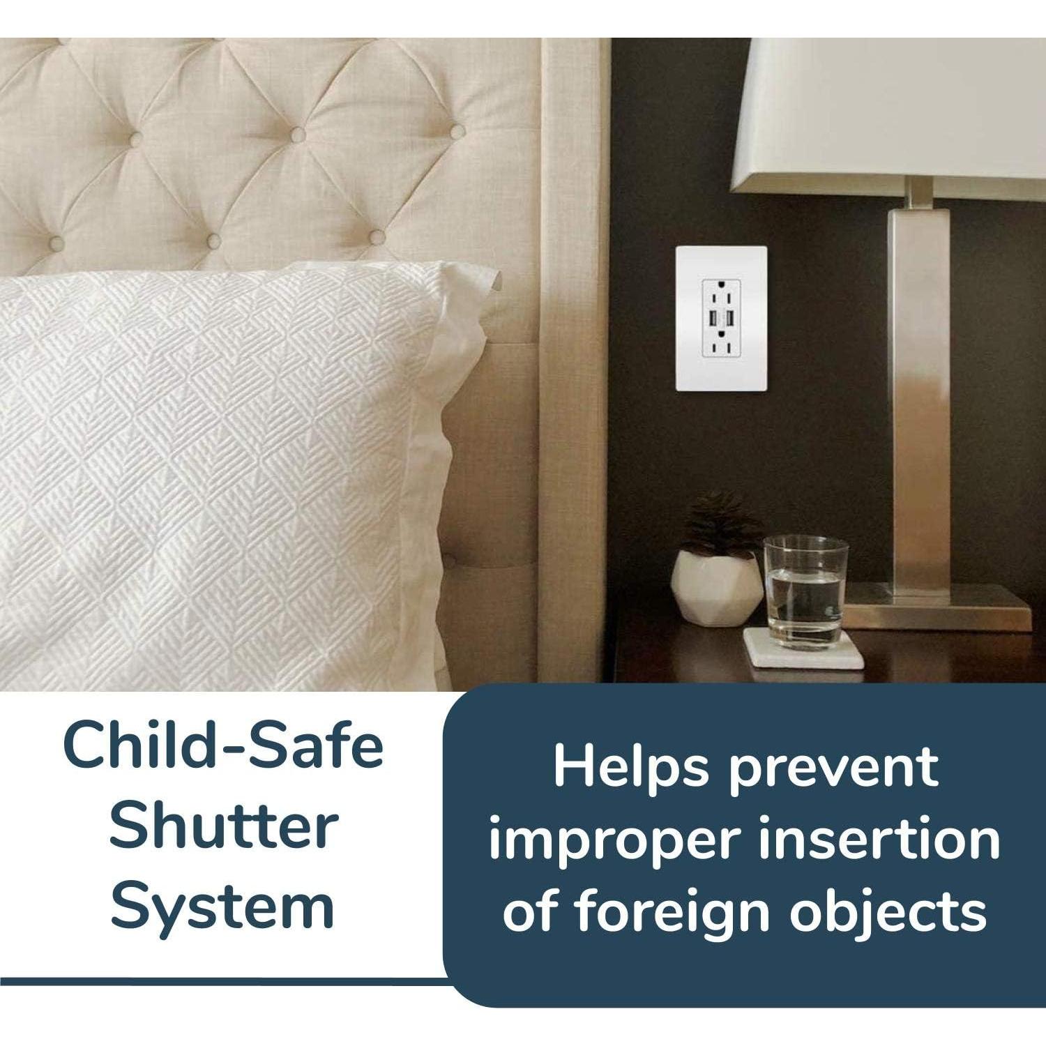 Tomacorriente Dúplex Legrand 15A con Cargador USB 3.1A Blanco