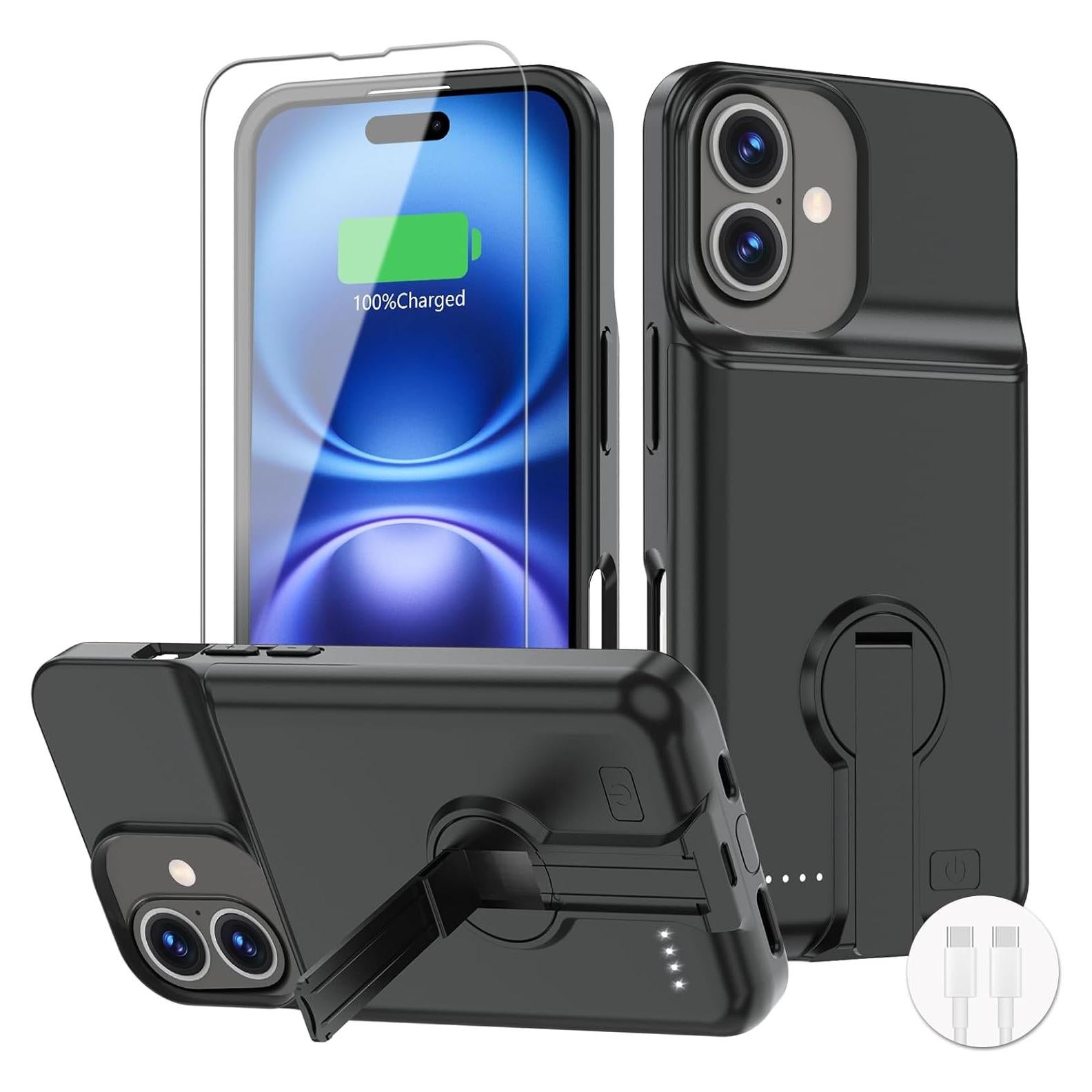 Funda de Batería BOPPS para iPhone 16 - 8500mAh, Soporte Invisible