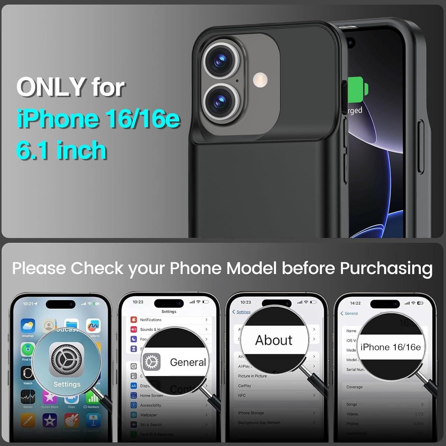 Funda de Batería BOPPS para iPhone 16 - 8500mAh, Soporte Invisible