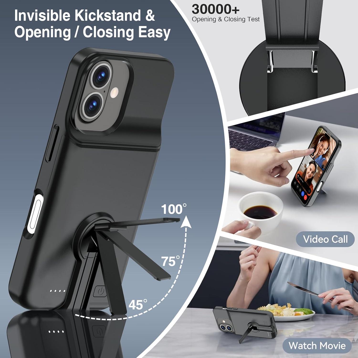 Funda de Batería BOPPS para iPhone 16 - 8500mAh, Soporte Invisible