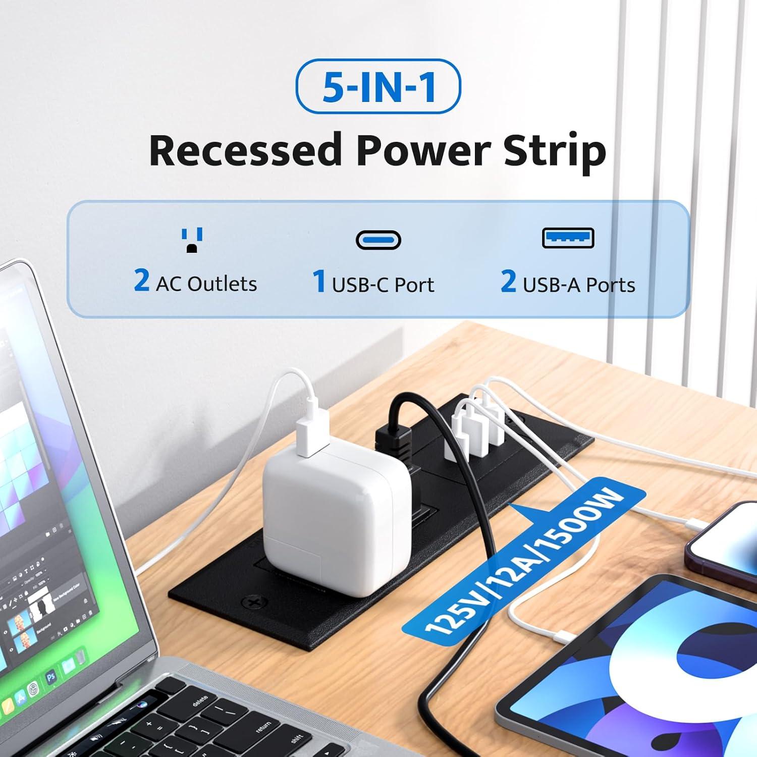 Toma de Corriente Empotrada DOACE con USB C 18W y 2 AC