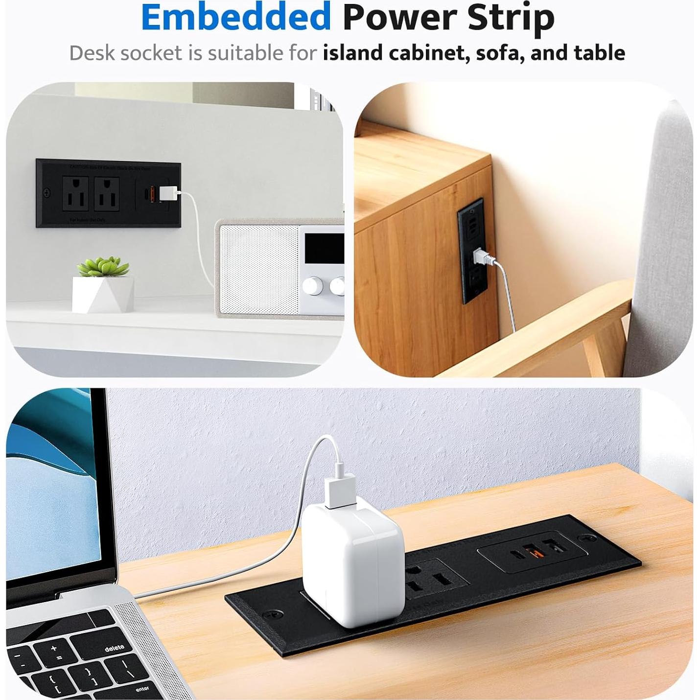 Toma de Corriente Empotrada DOACE con USB C 18W y 2 AC