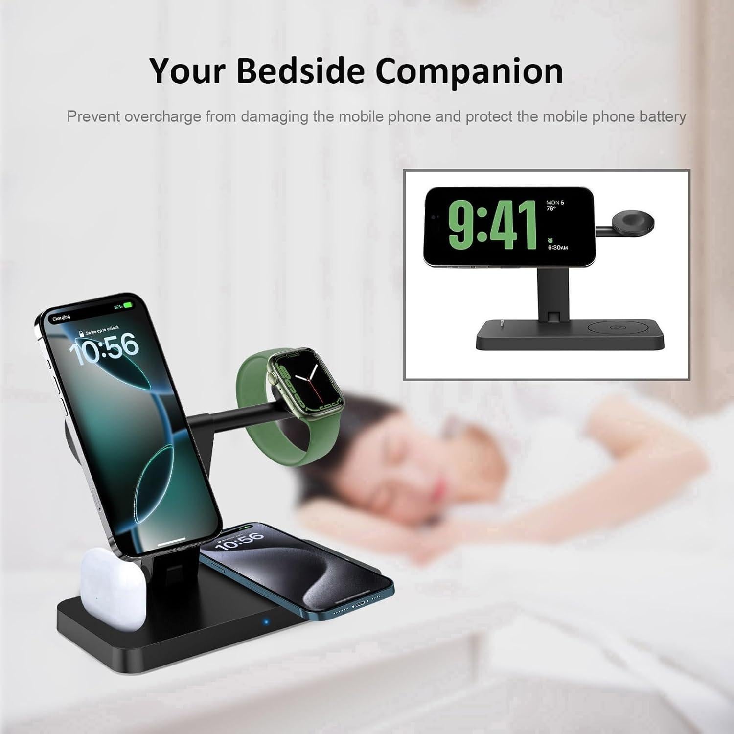 Estación de Carga Inalámbrica 4 en 1 PDKUAI MagSafe Negro