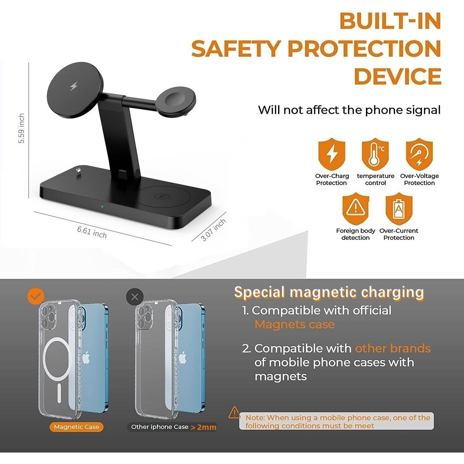 Estación de Carga Inalámbrica 4 en 1 PDKUAI MagSafe Negro