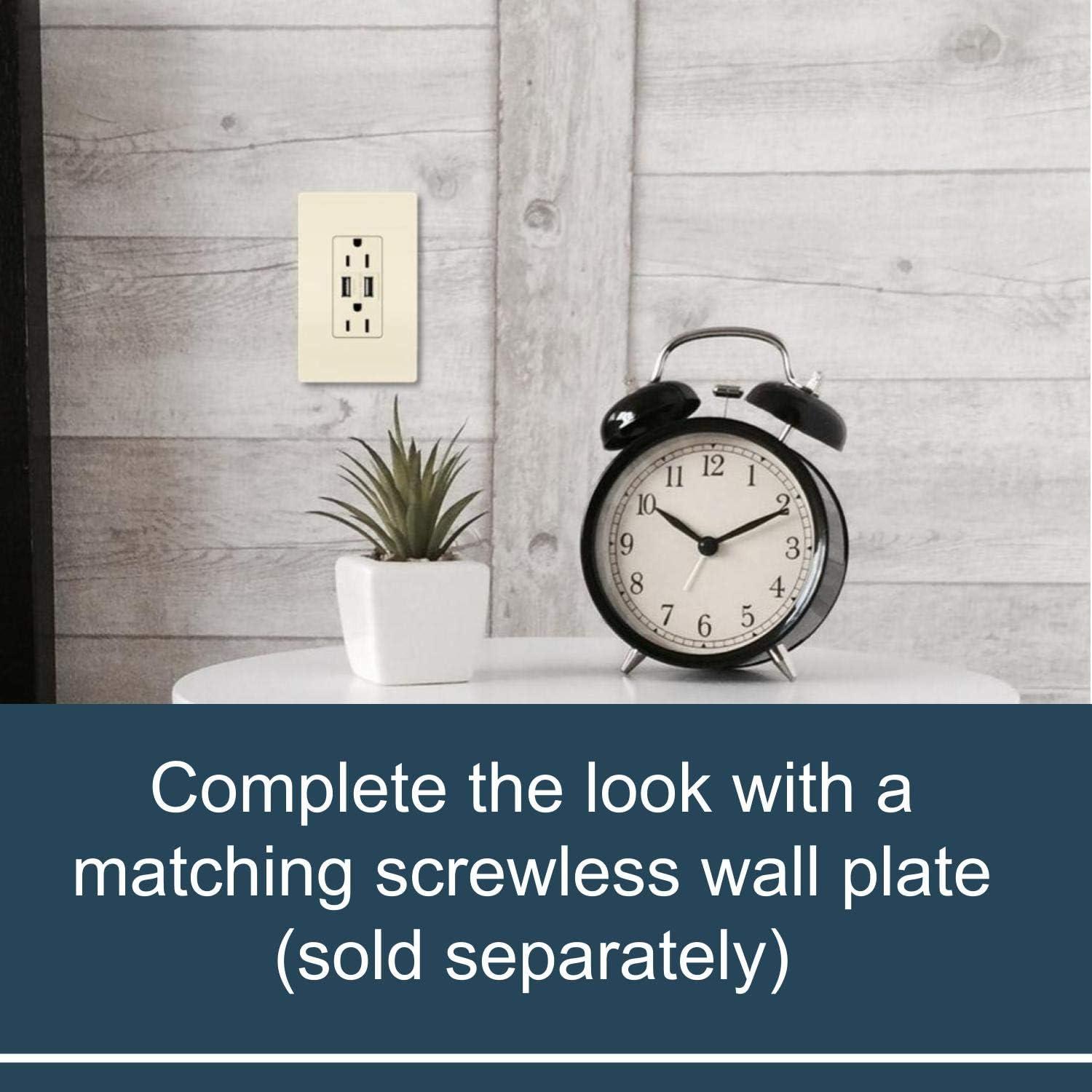 Tomacorriente Dúplex Legrand 15A con Cargador USB 3.1A Almendra