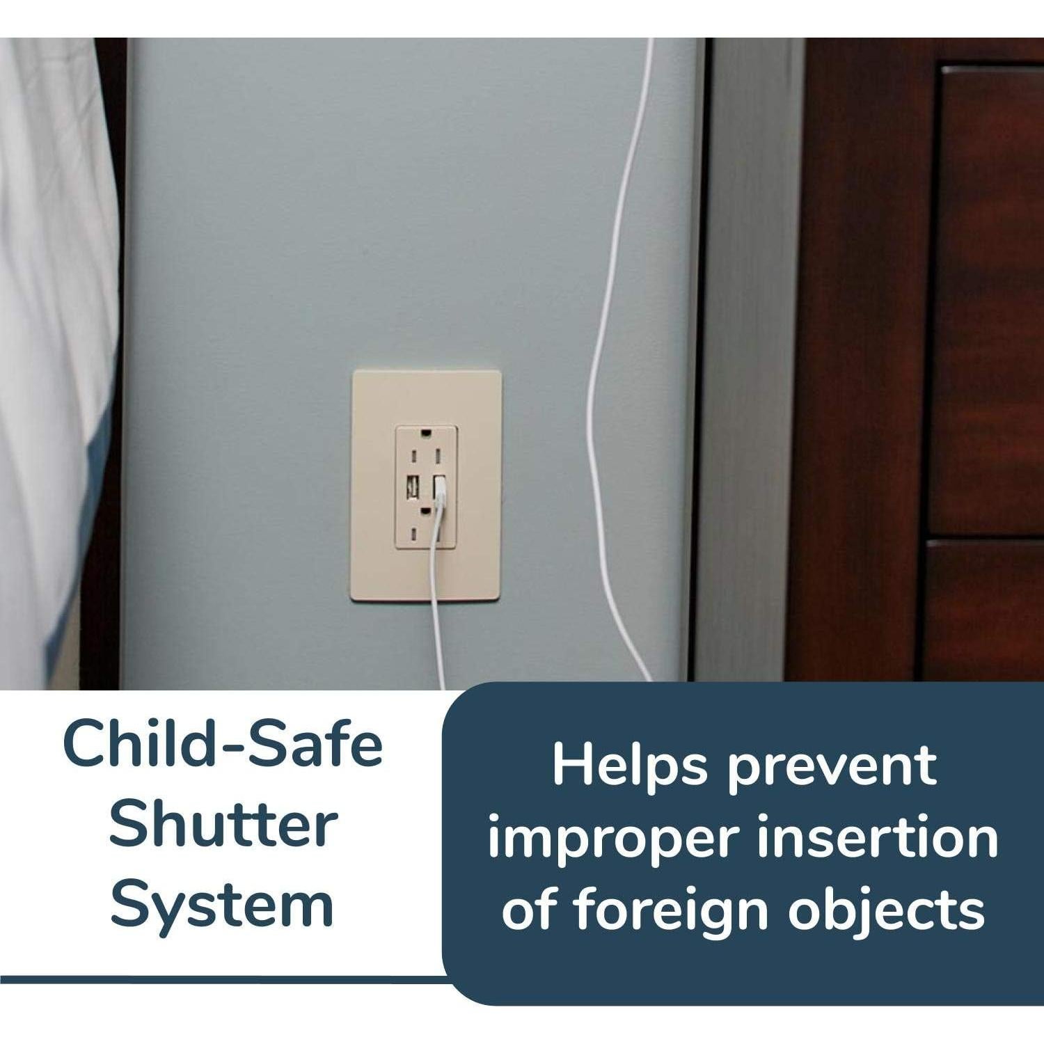 Tomacorriente Dúplex Legrand 15A con Cargador USB 3.1A Almendra