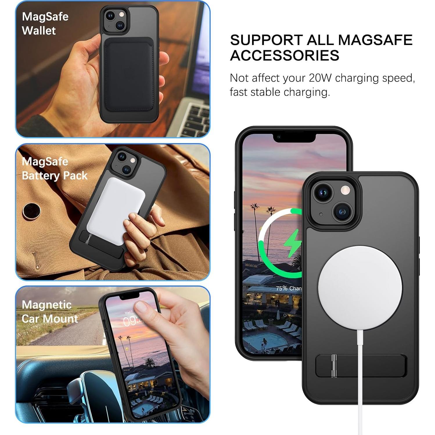 Funda Magnética Telaso para iPhone 14/13, TPU, Soporte Ajustable