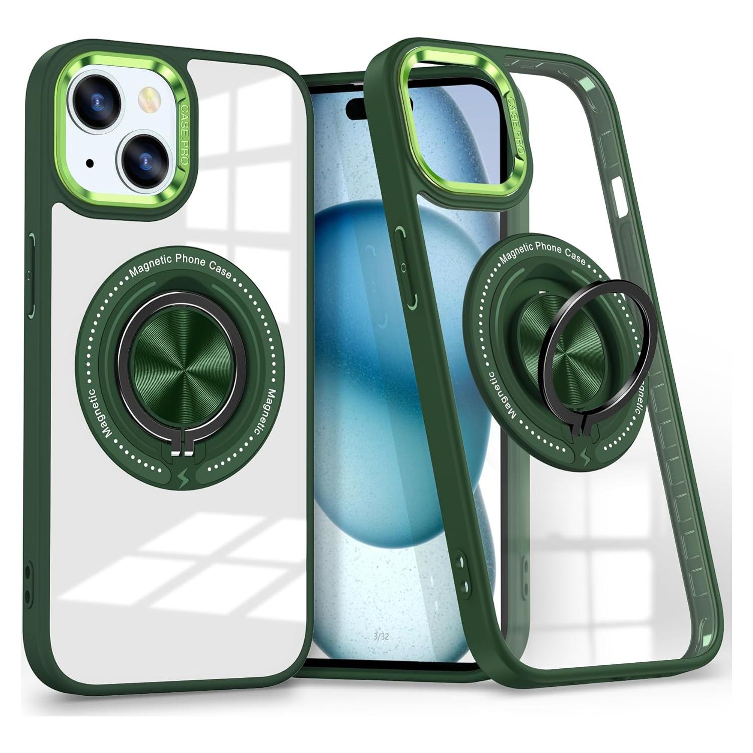 Funda transparente Kumiao para iPhone 14 con soporte 360°