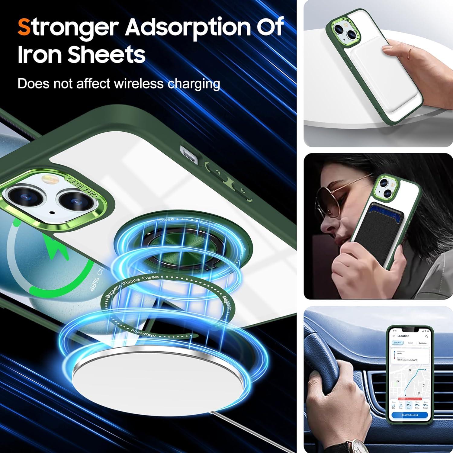 Funda transparente Kumiao para iPhone 14 con soporte 360°