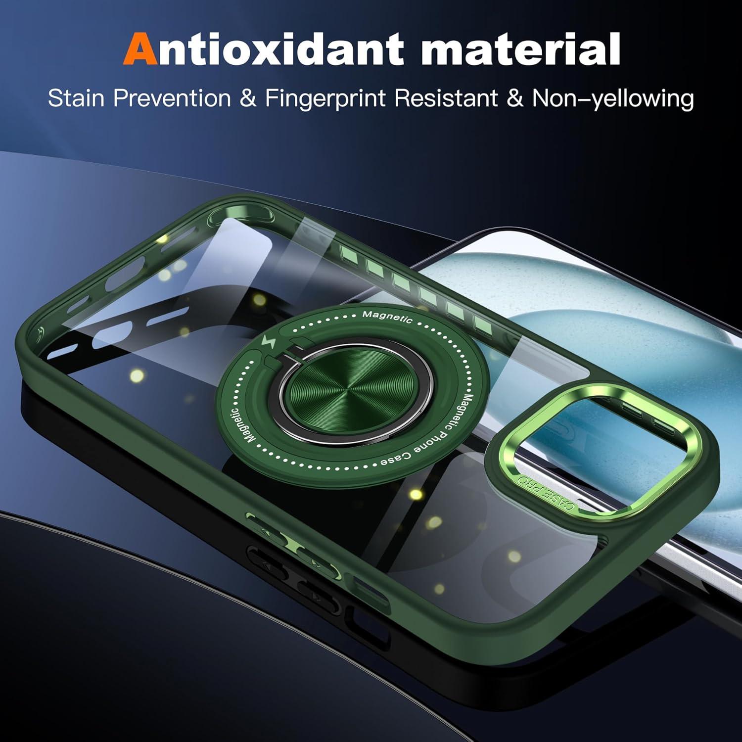 Funda transparente Kumiao para iPhone 14 con soporte 360°