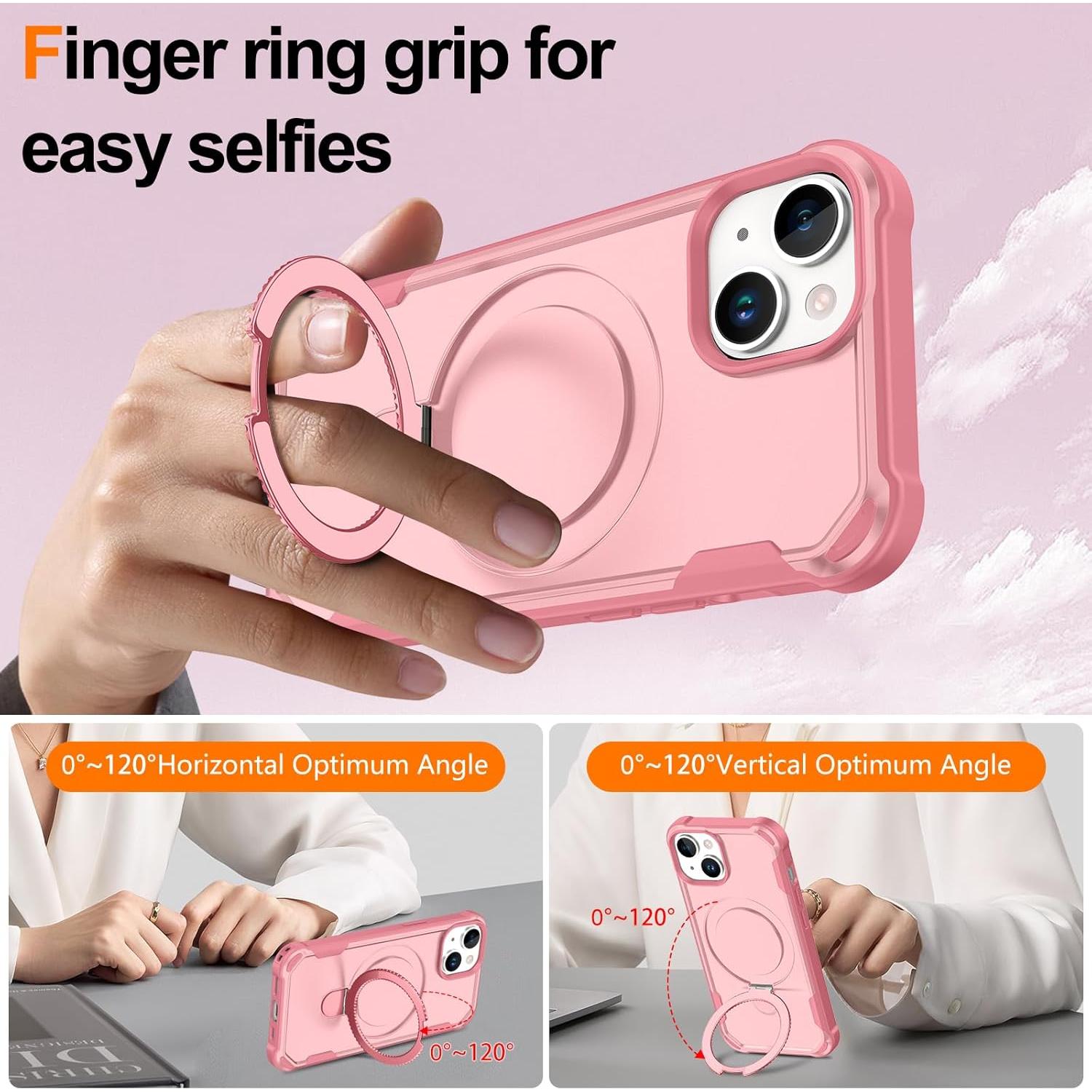 Funda Casehas para iPhone 13/14 Rosa con Soporte Magnético