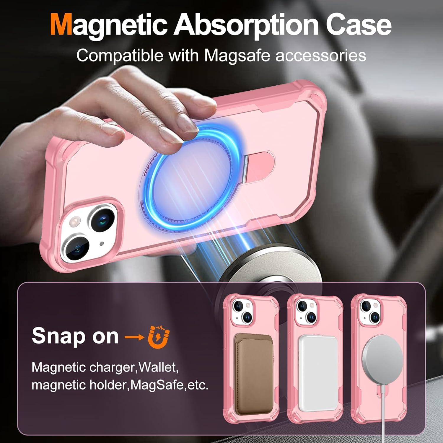Funda Casehas para iPhone 13/14 Rosa con Soporte Magnético