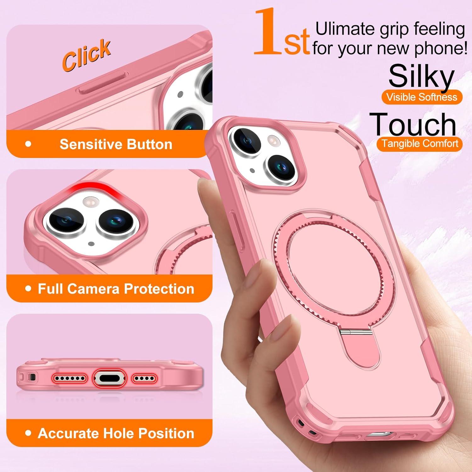 Funda Casehas para iPhone 13/14 Rosa con Soporte Magnético