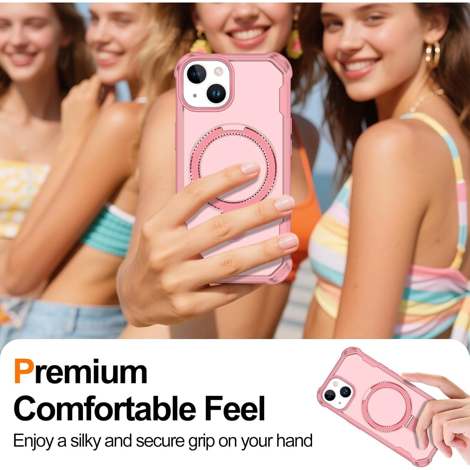 Funda Casehas para iPhone 13/14 Rosa con Soporte Magnético