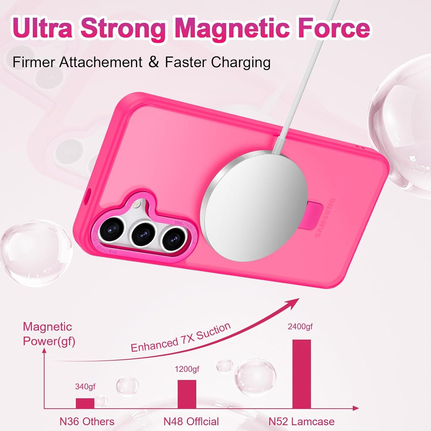 Funda Casehas para Samsung Galaxy S25 Rosa Intenso con Soporte Magnético