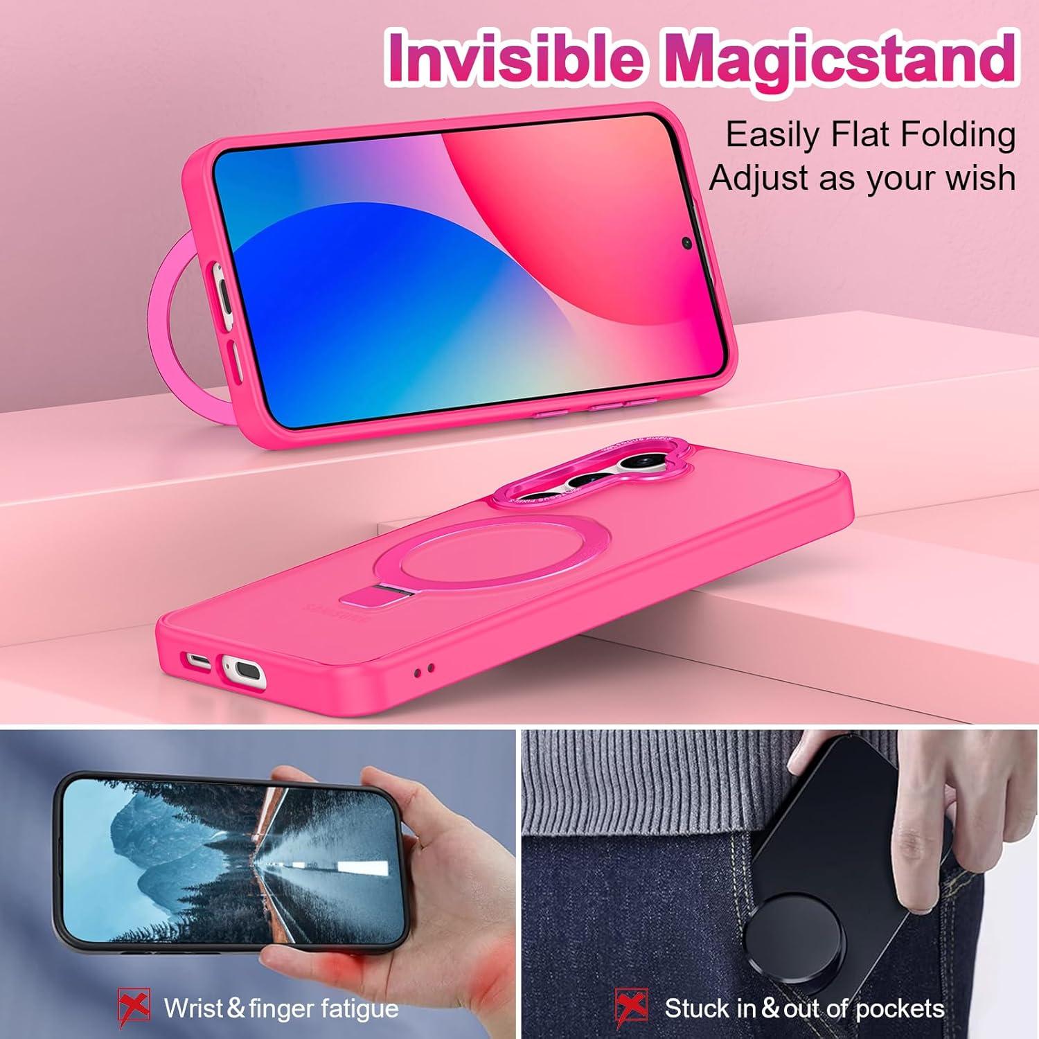 Funda Casehas para Samsung Galaxy S25 Rosa Intenso con Soporte Magnético