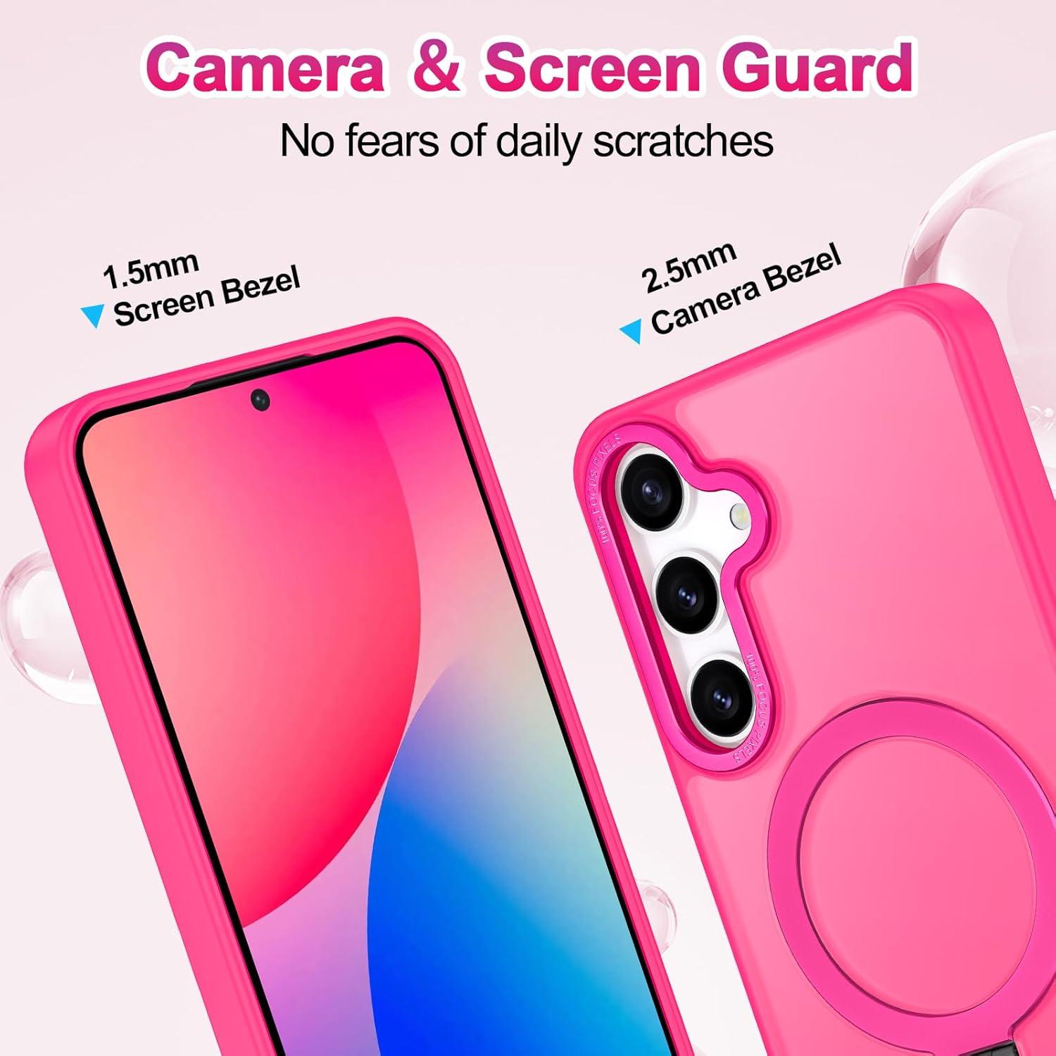 Funda Casehas para Samsung Galaxy S25 Rosa Intenso con Soporte Magnético