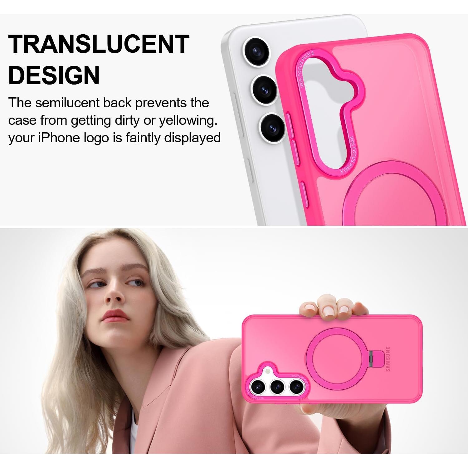 Funda Casehas para Samsung Galaxy S25 Rosa Intenso con Soporte Magnético