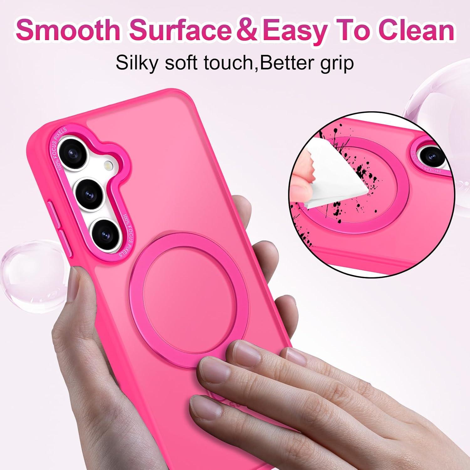 Funda Casehas para Samsung Galaxy S25 Rosa Intenso con Soporte Magnético