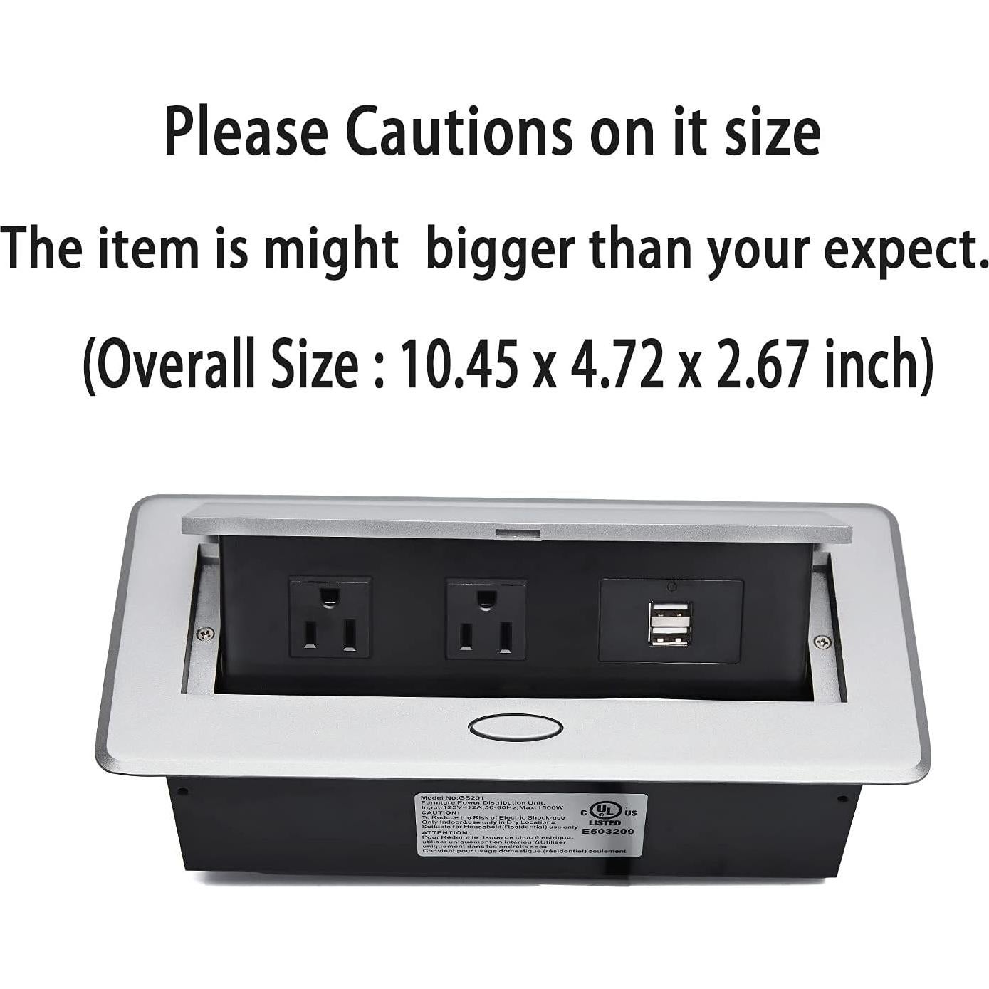 Regleta de Enchufe Kungfuking con 2 Salidas y 2 USB Plata