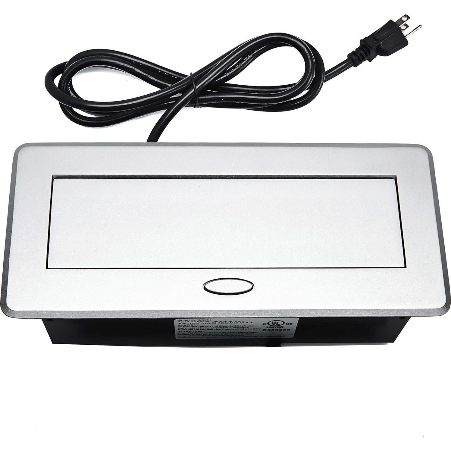 Regleta de Enchufe Kungfuking con 2 Salidas y 2 USB Plata