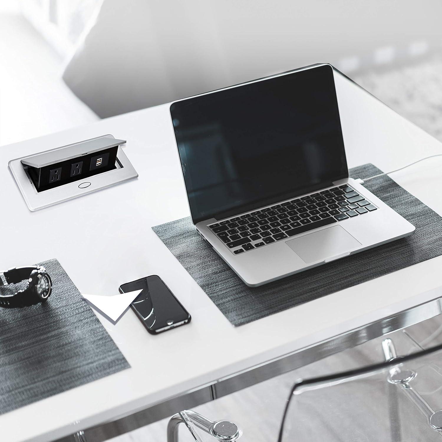 Regleta de Enchufe Kungfuking con 2 Salidas y 2 USB Plata