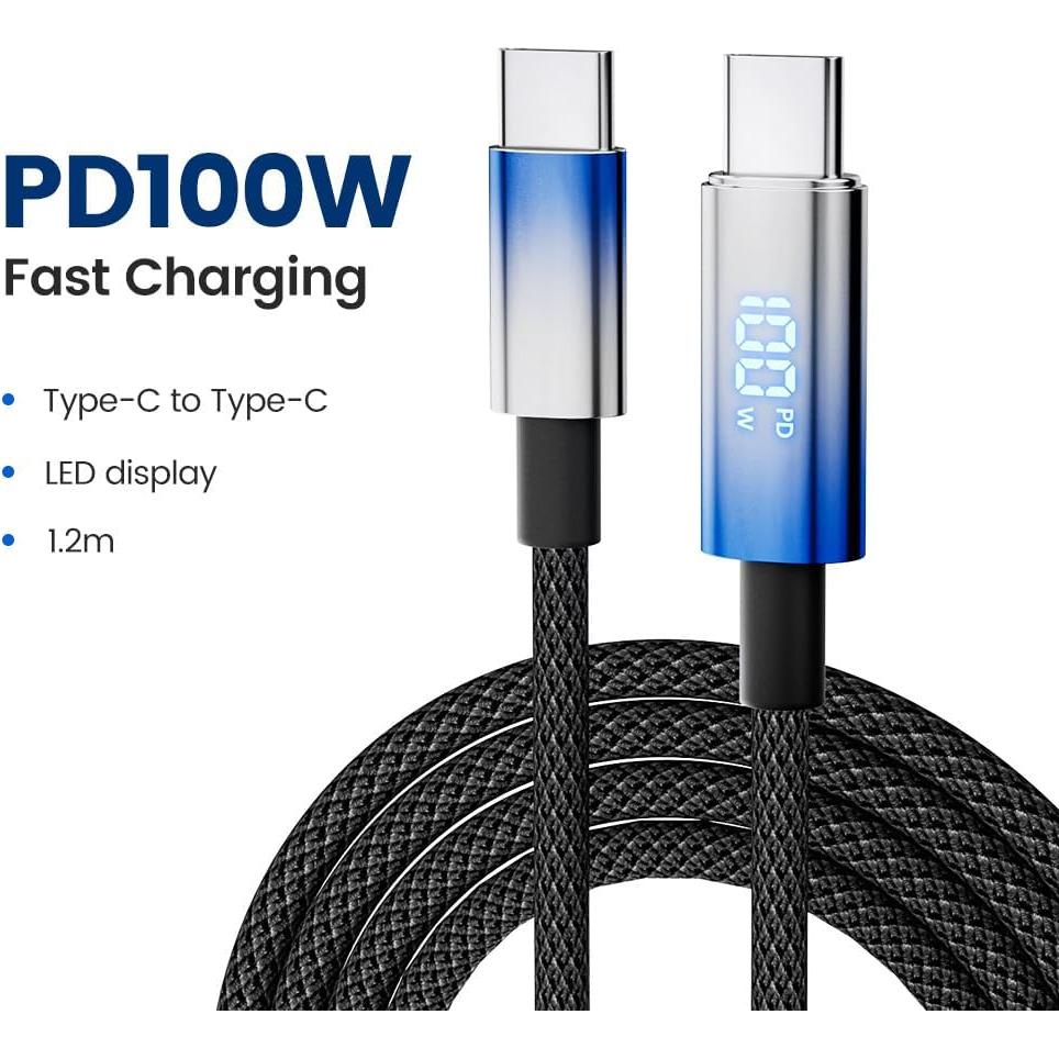 Cable USB C a USB C 100W PD con pantalla LED 1.2m FANTIA