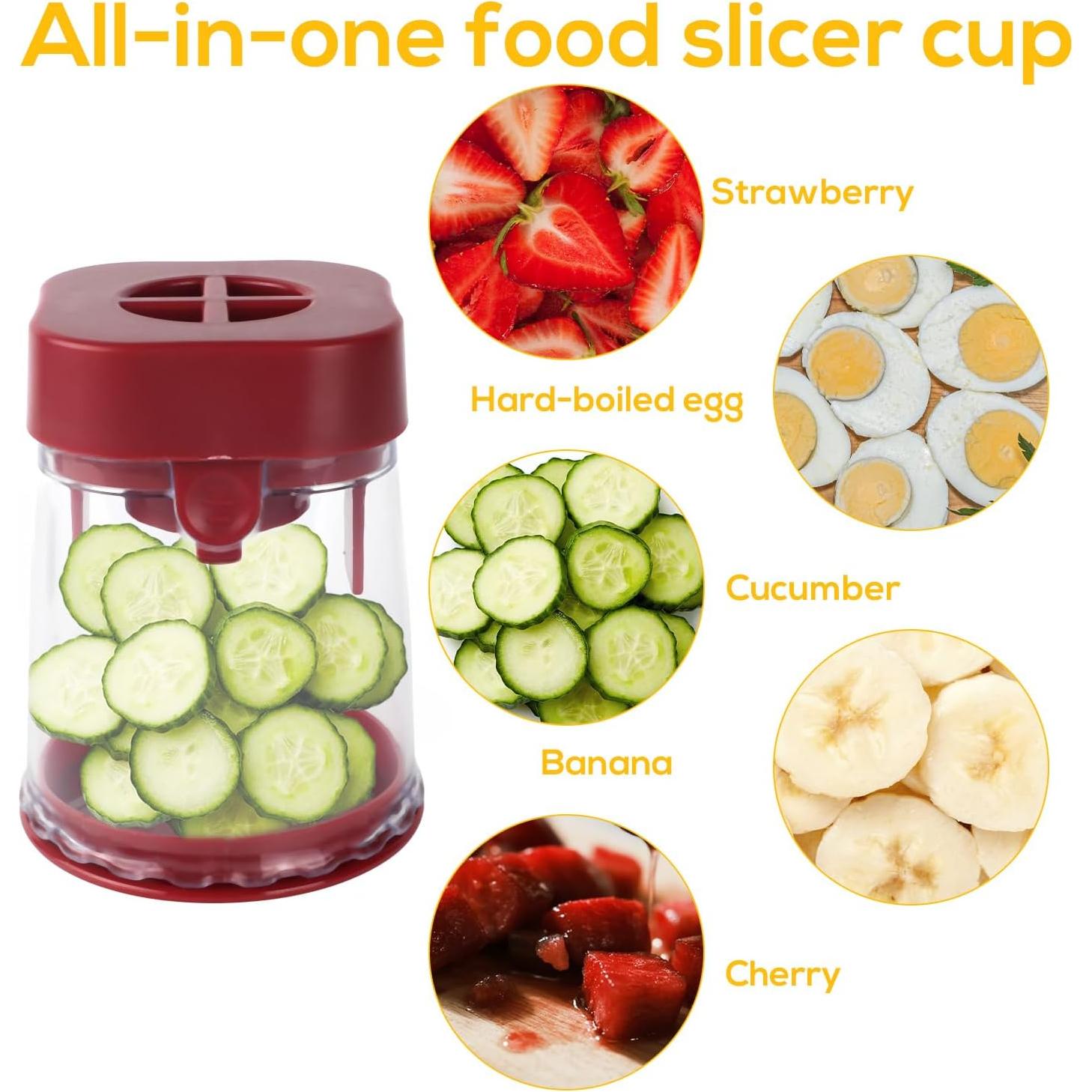 Cortador de Frutas BOXOB Rojo, Cuchilla Acero Inoxidable, 8.8cm