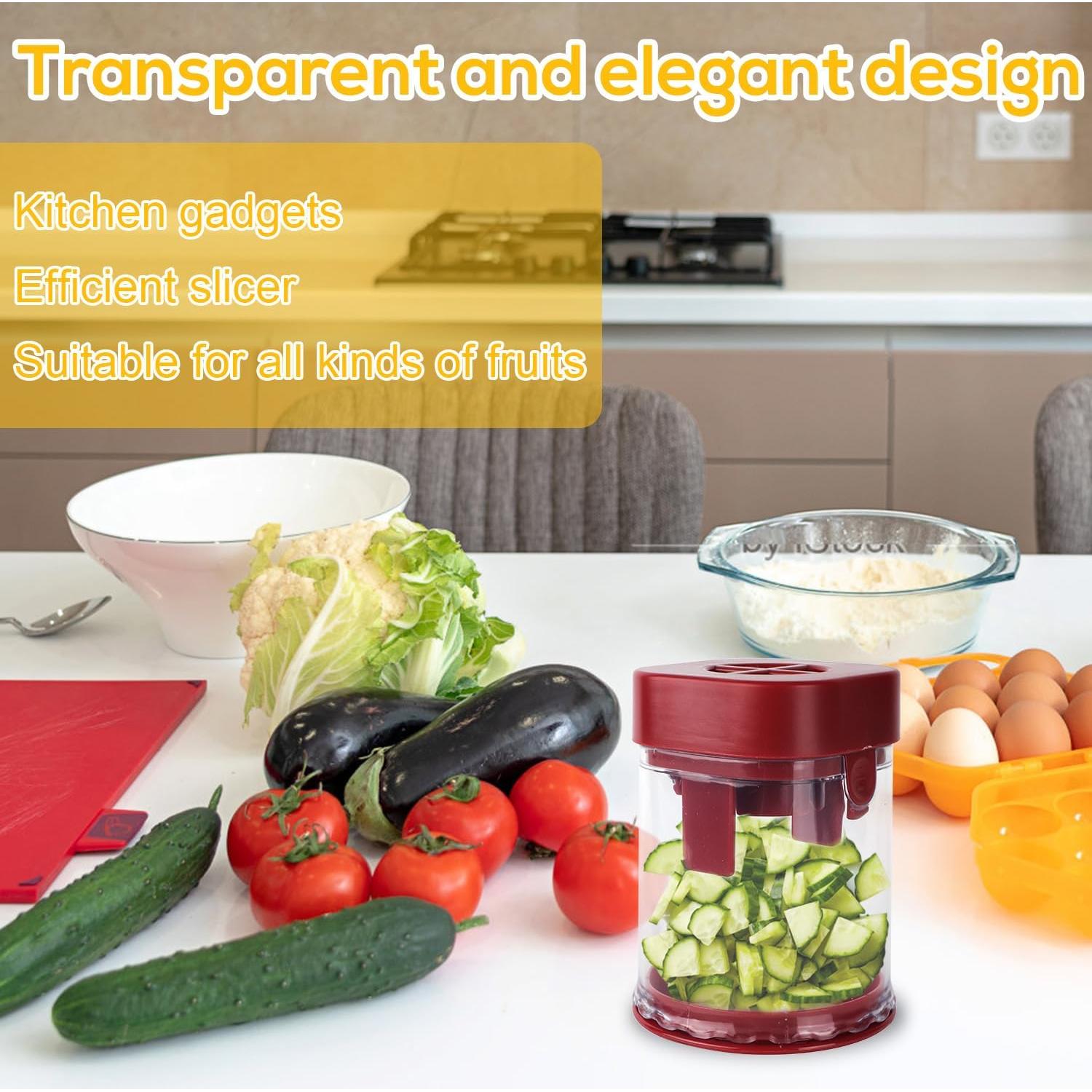 Cortador de Frutas BOXOB Rojo, Cuchilla Acero Inoxidable, 8.8cm