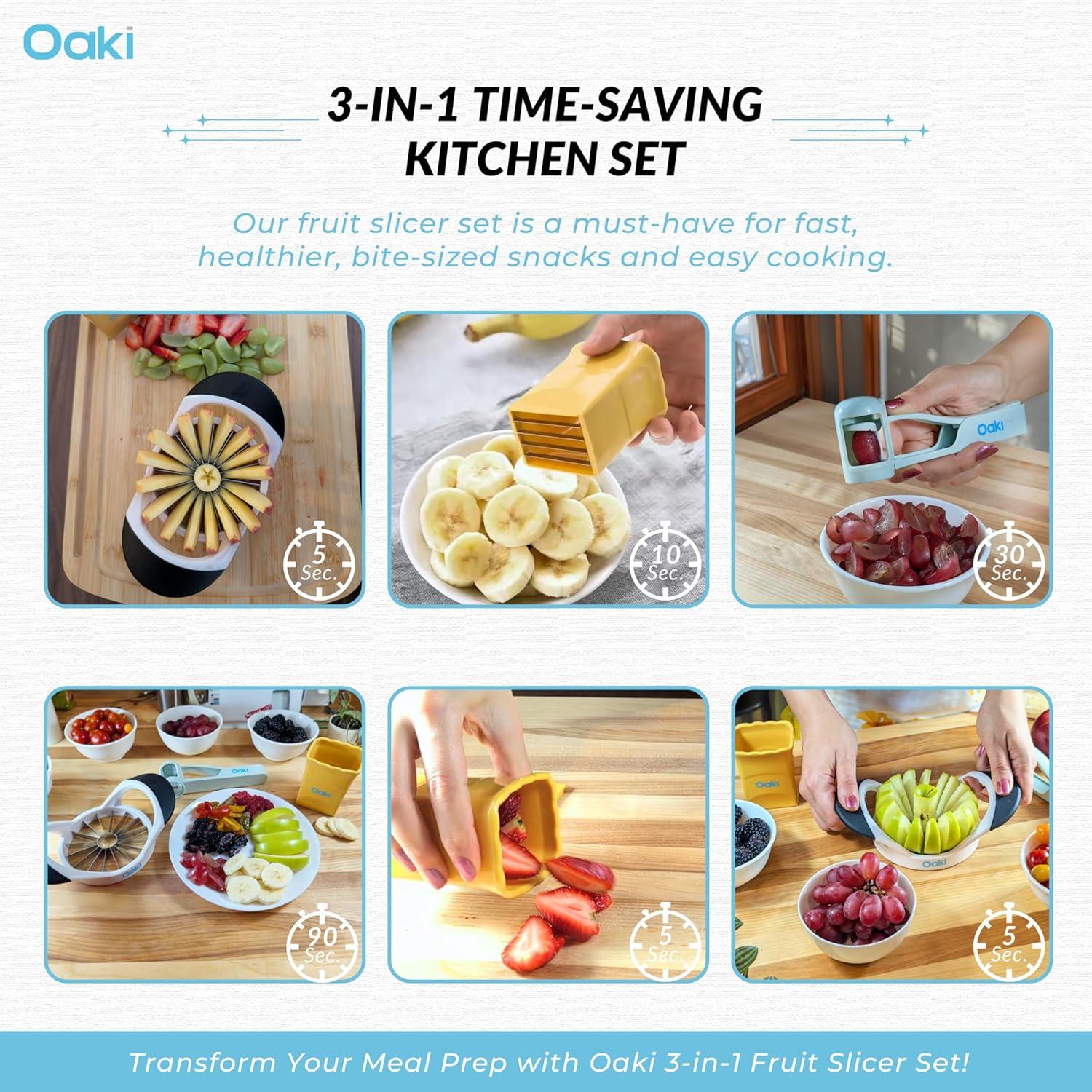 Cortadores de Frutas 3 en 1 Oaki | Set Seguro para Niños