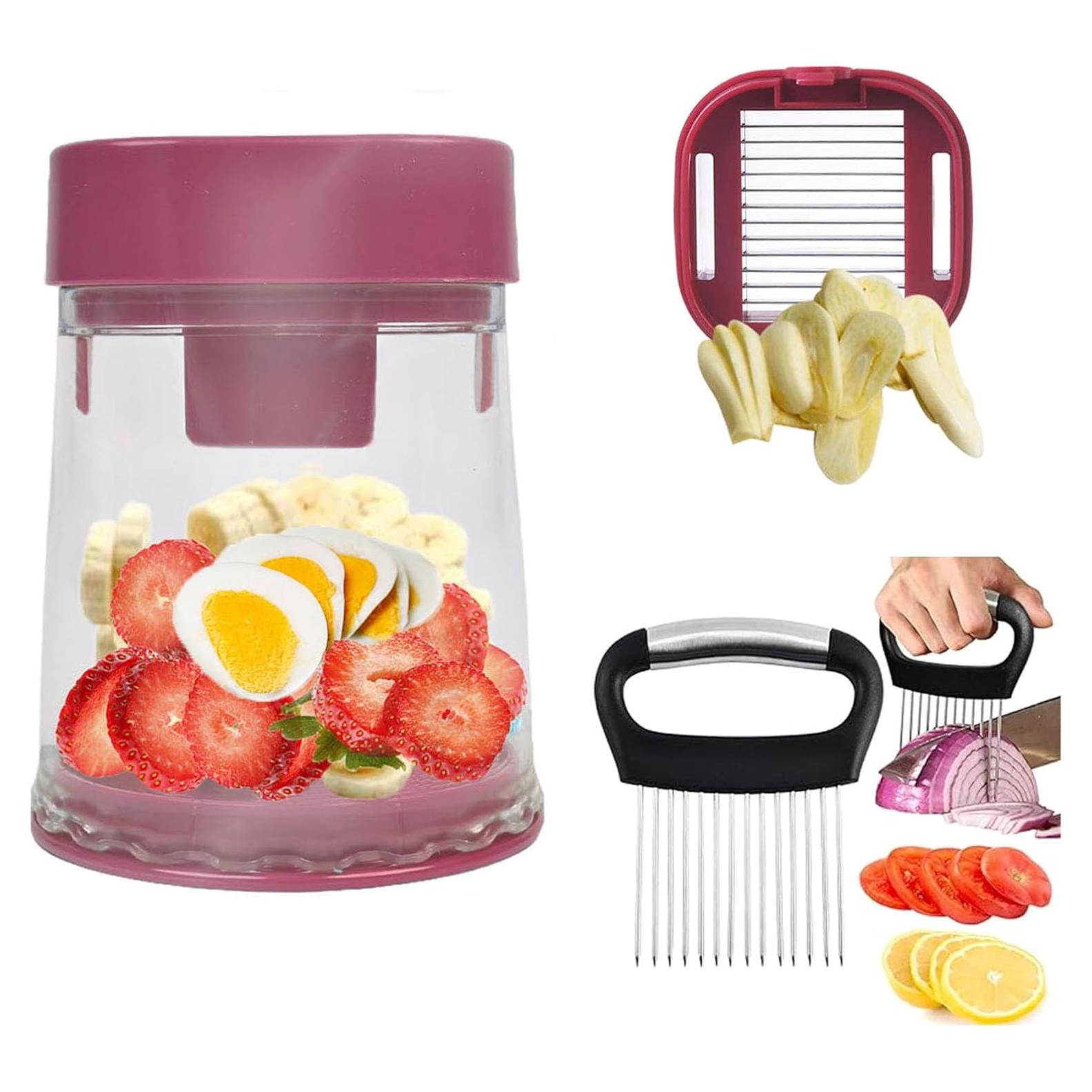 Cortador de Frutas y Verduras ZenQeek Rojo - Acero Inoxidable