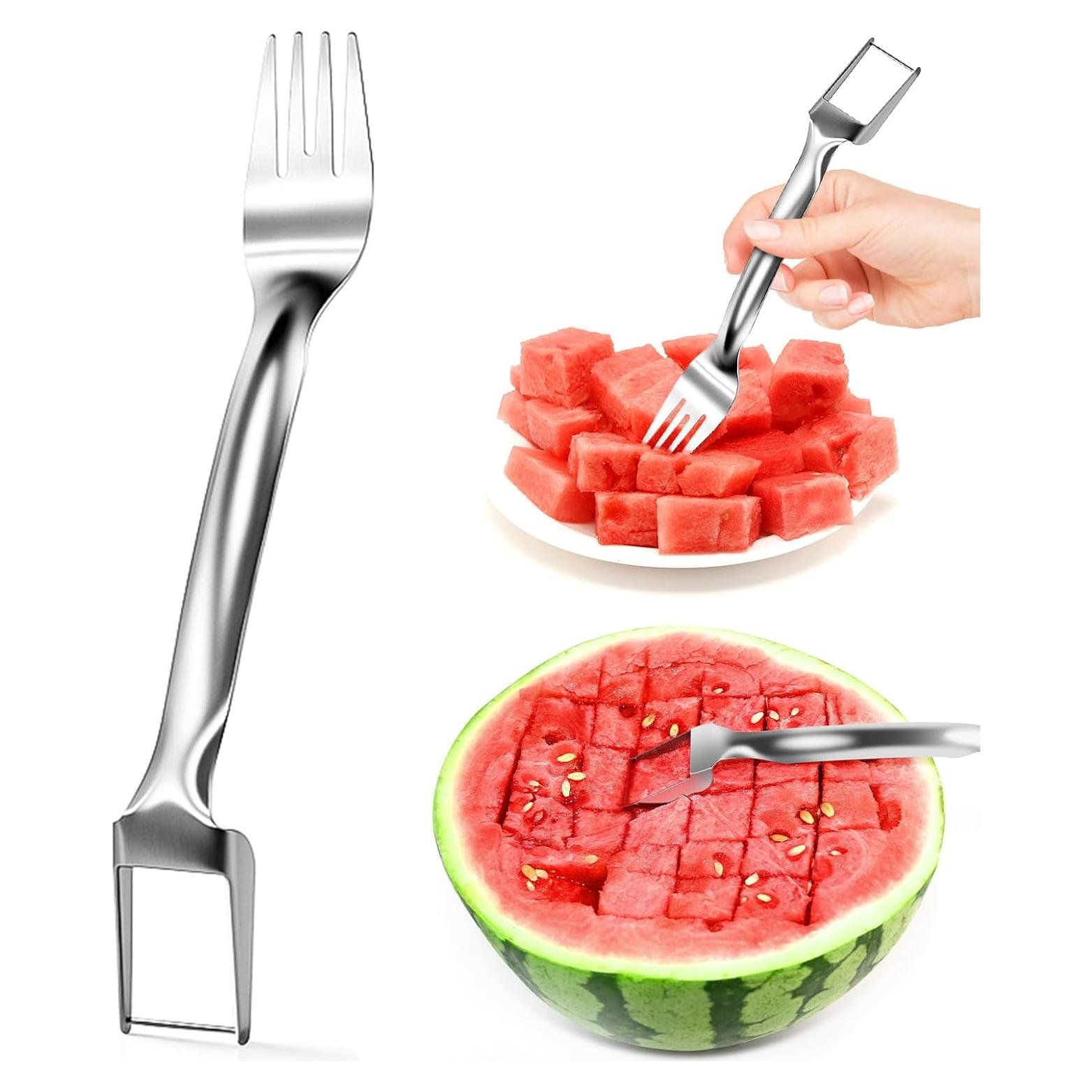 Cortador y tenedor de sandía 2 en 1 Dirvcp - Acero inoxidable