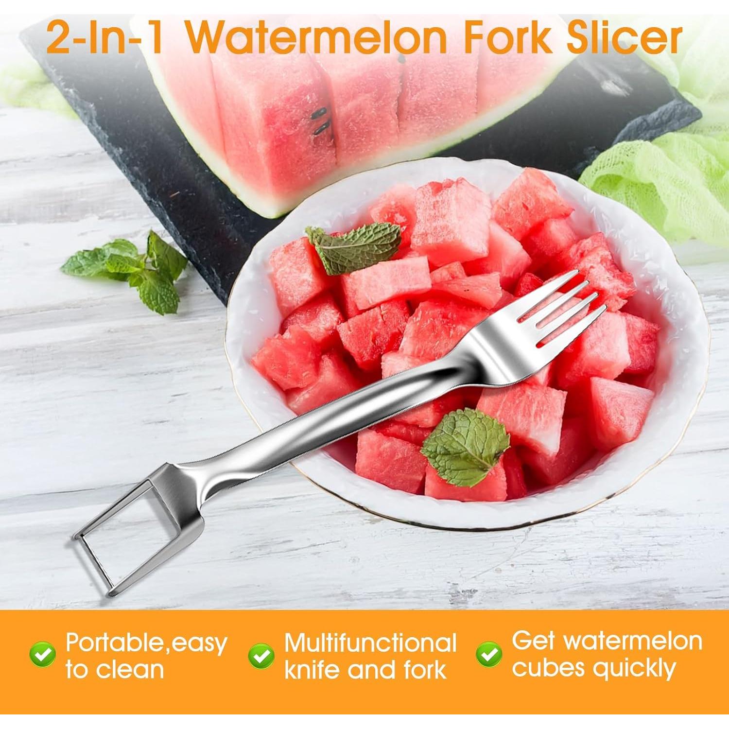 Cortador y tenedor de sandía 2 en 1 Dirvcp - Acero inoxidable