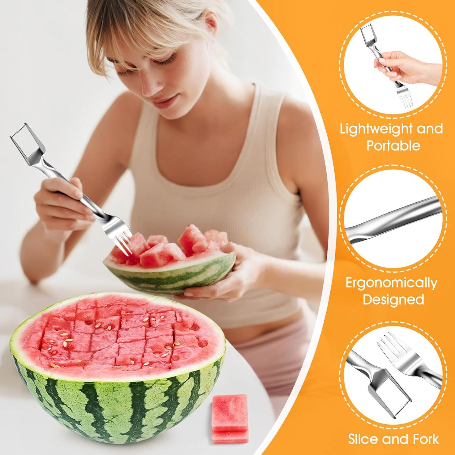 Cortador y tenedor de sandía 2 en 1 Dirvcp - Acero inoxidable