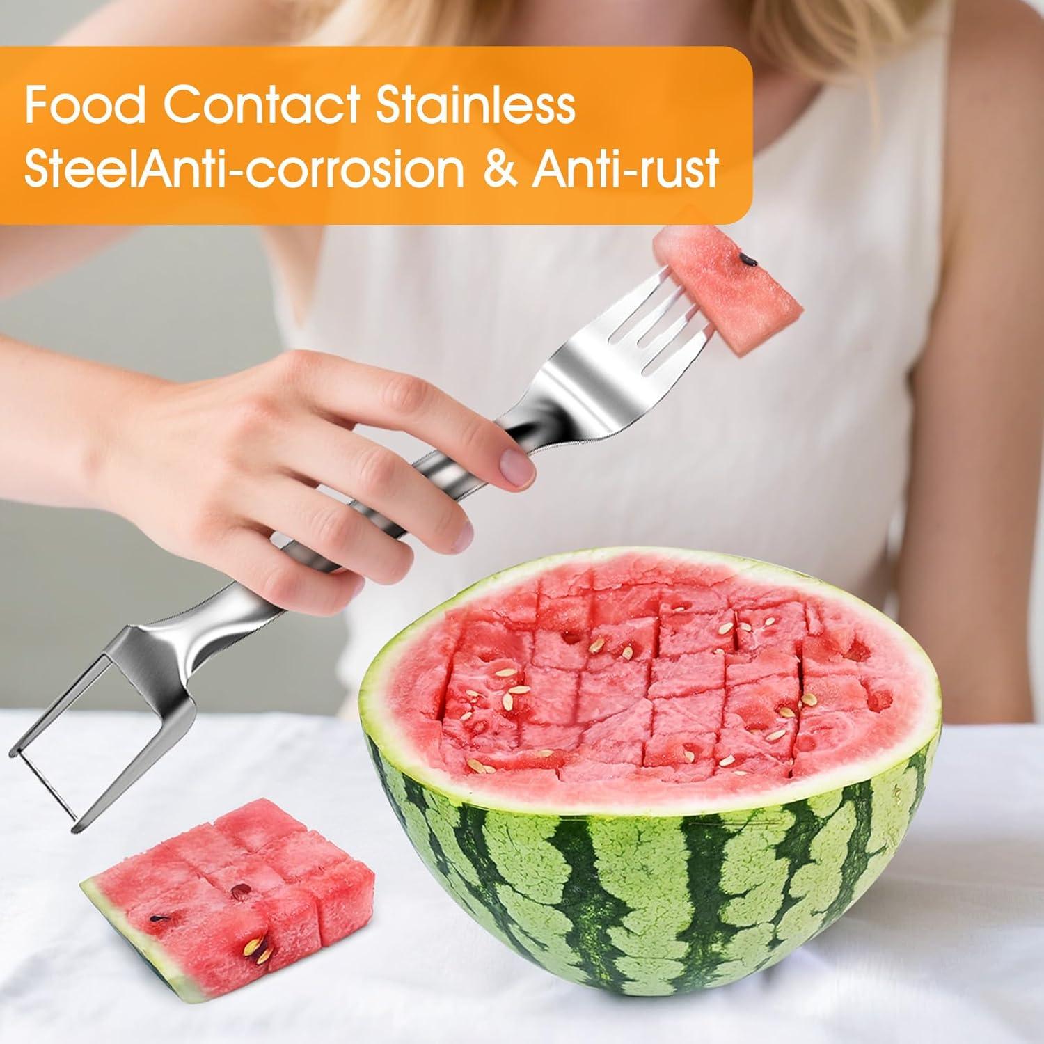 Cortador y tenedor de sandía 2 en 1 Dirvcp - Acero inoxidable