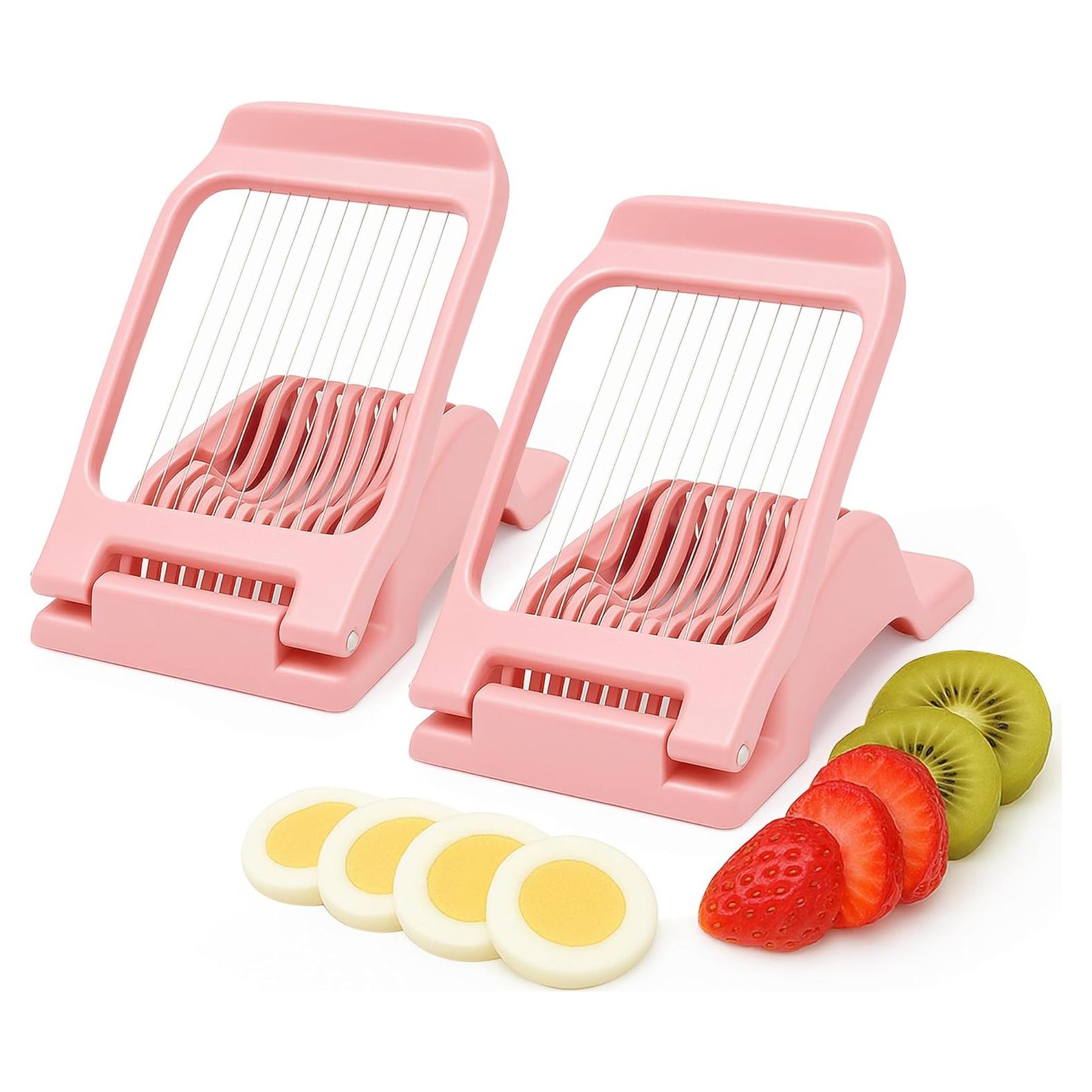 Cortador de Huevos y Frutas Arrozon Rosa - 2 Piezas, Acero Inoxidable