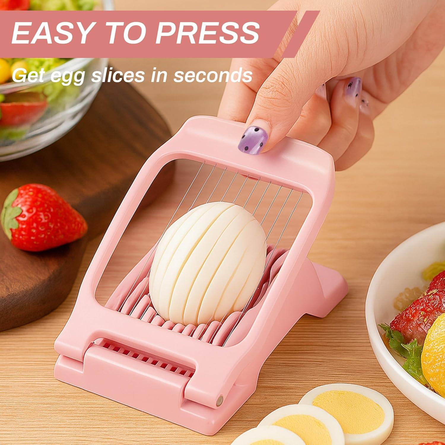 Cortador de Huevos y Frutas Arrozon Rosa - 2 Piezas, Acero Inoxidable