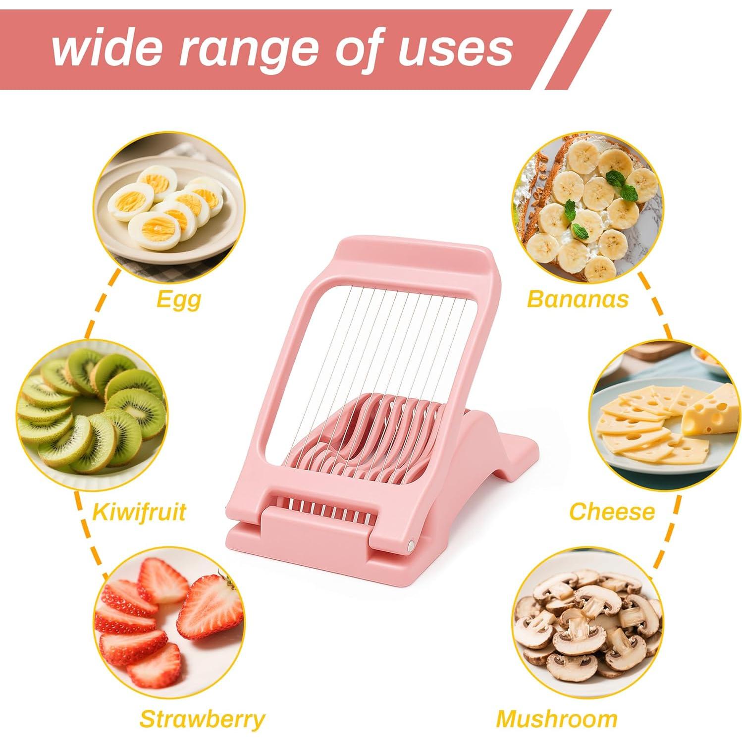 Cortador de Huevos y Frutas Arrozon Rosa - 2 Piezas, Acero Inoxidable