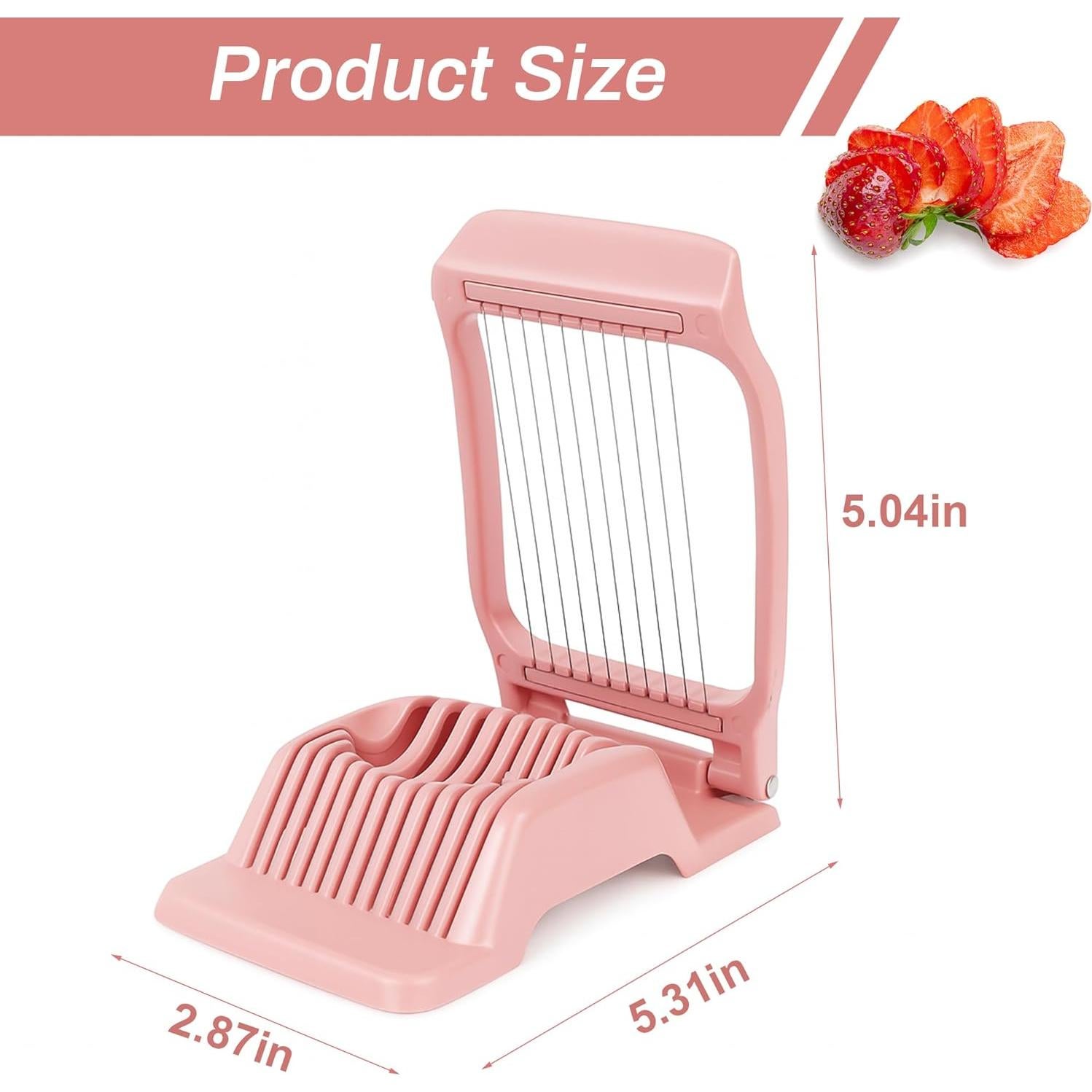 Cortador de Huevos y Frutas Arrozon Rosa - 2 Piezas, Acero Inoxidable